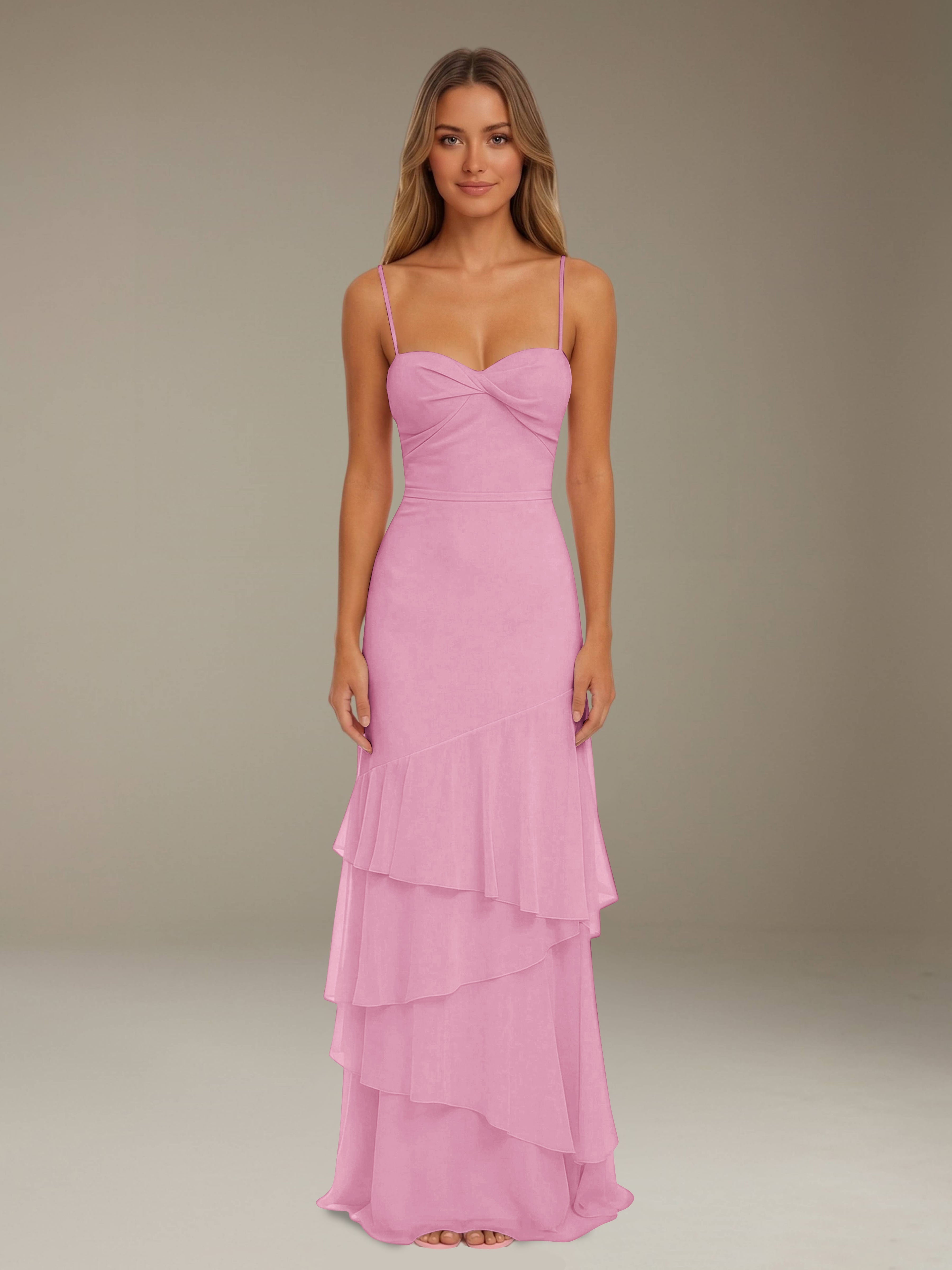 Women’s Tiered Chiffon A-Line Maxi Dress | Sweetheart Neck Occasion Gown