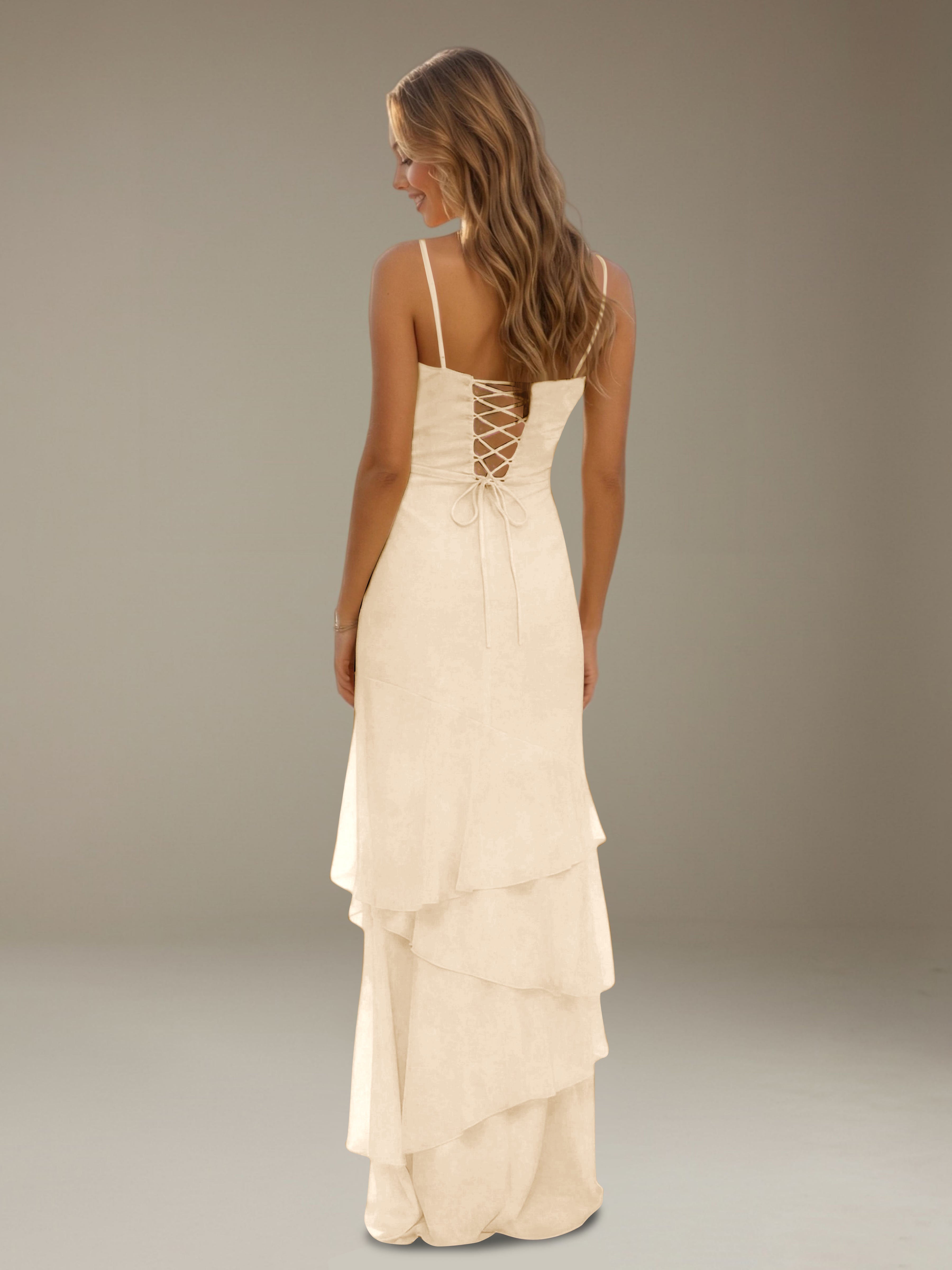 Women’s Tiered Chiffon A-Line Maxi Dress | Sweetheart Neck Occasion Gown