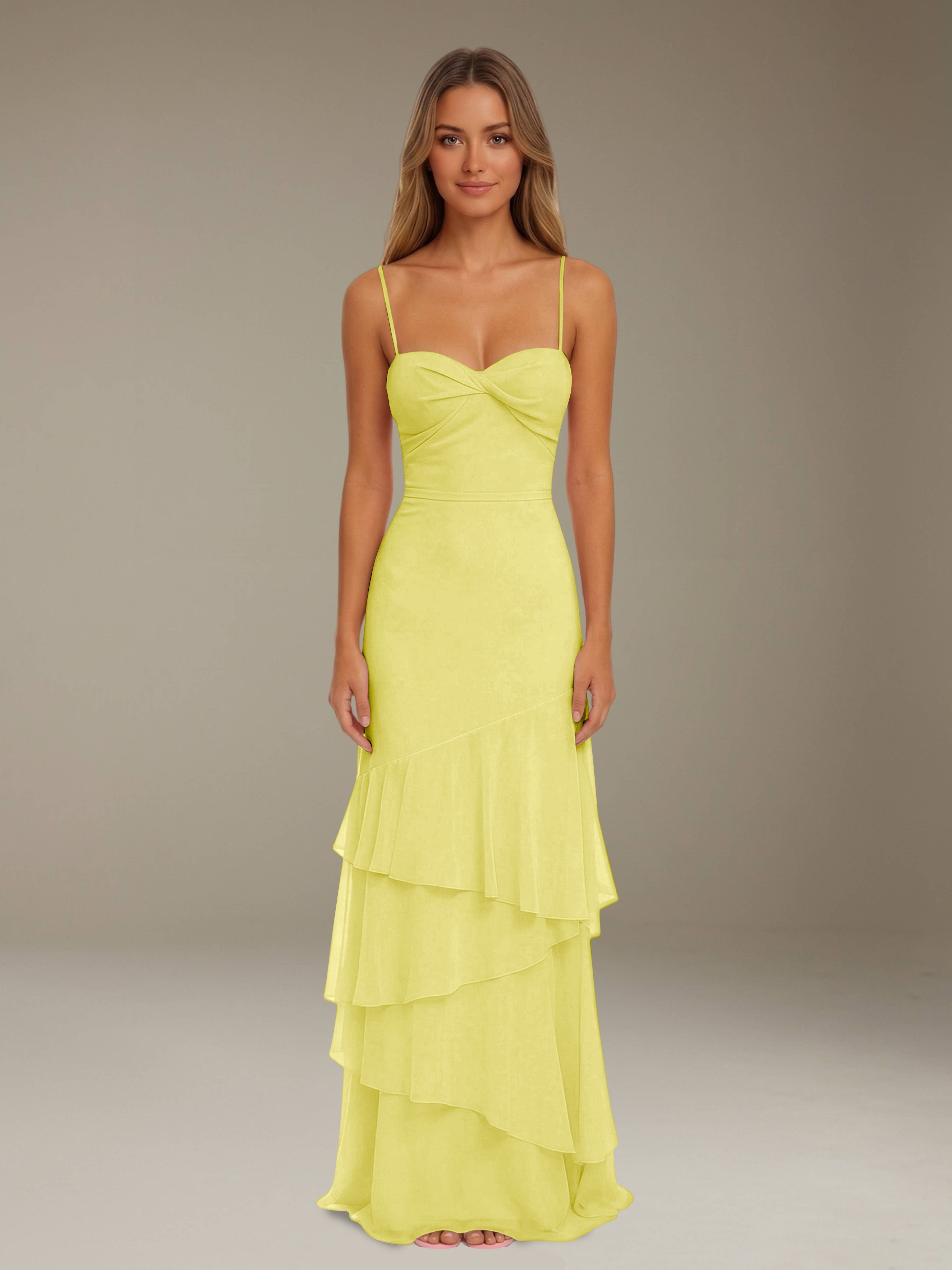 Women’s Tiered Chiffon A-Line Maxi Dress | Sweetheart Neck Occasion Gown