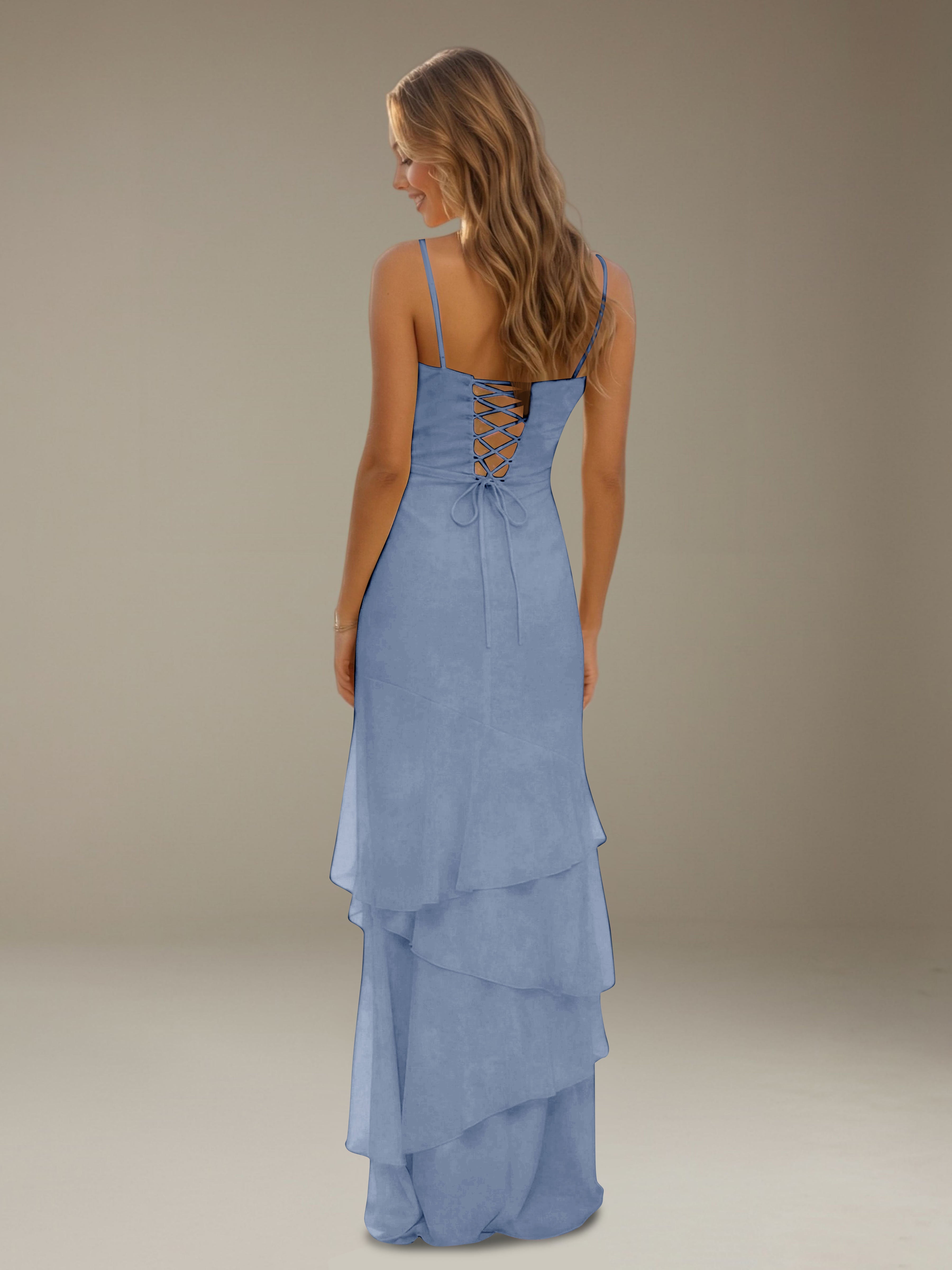 Women’s Tiered Chiffon A-Line Maxi Dress | Sweetheart Neck Occasion Gown