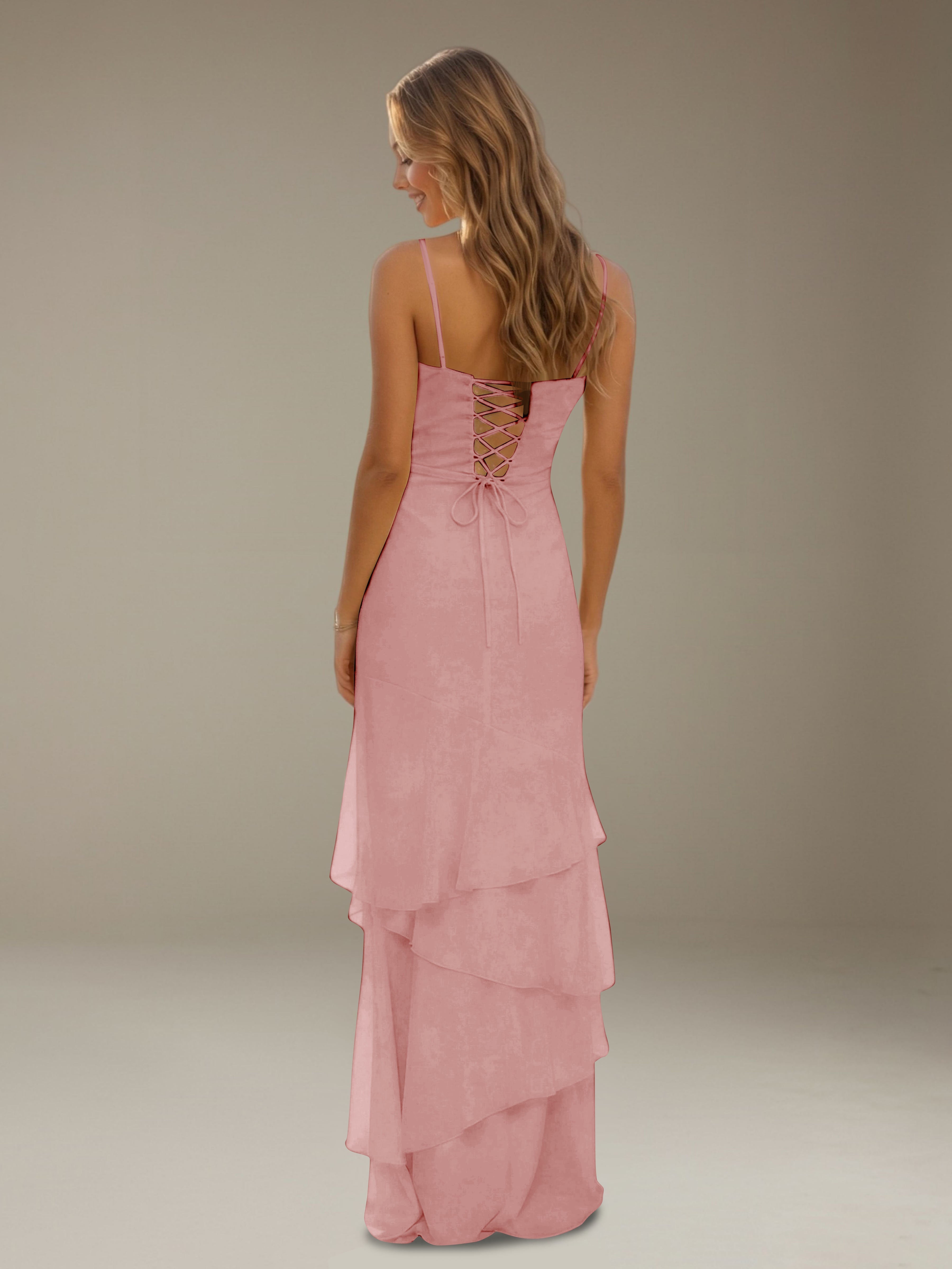 Women’s Tiered Chiffon A-Line Maxi Dress | Sweetheart Neck Occasion Gown