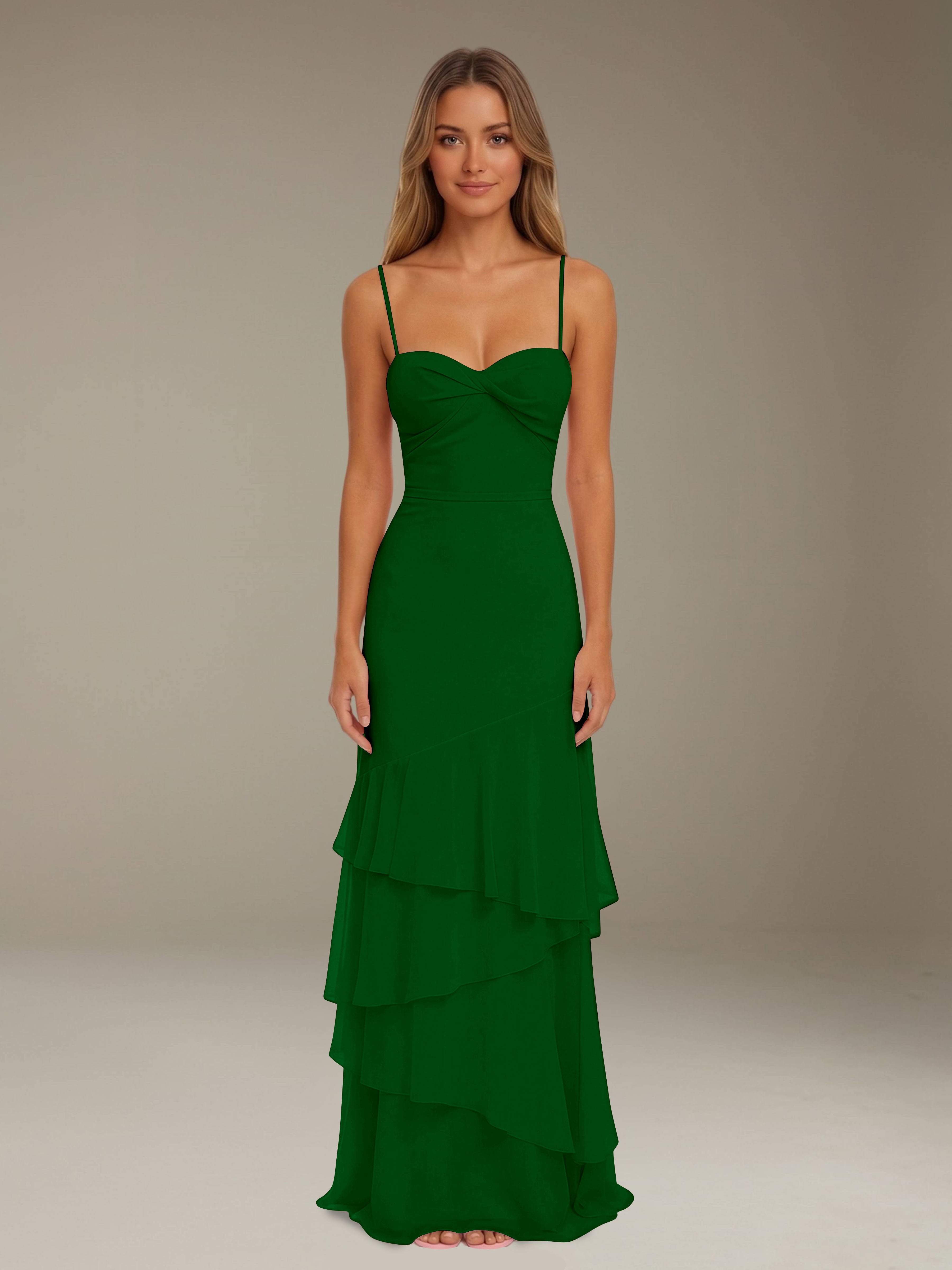 Women’s Tiered Chiffon A-Line Maxi Dress | Sweetheart Neck Occasion Gown