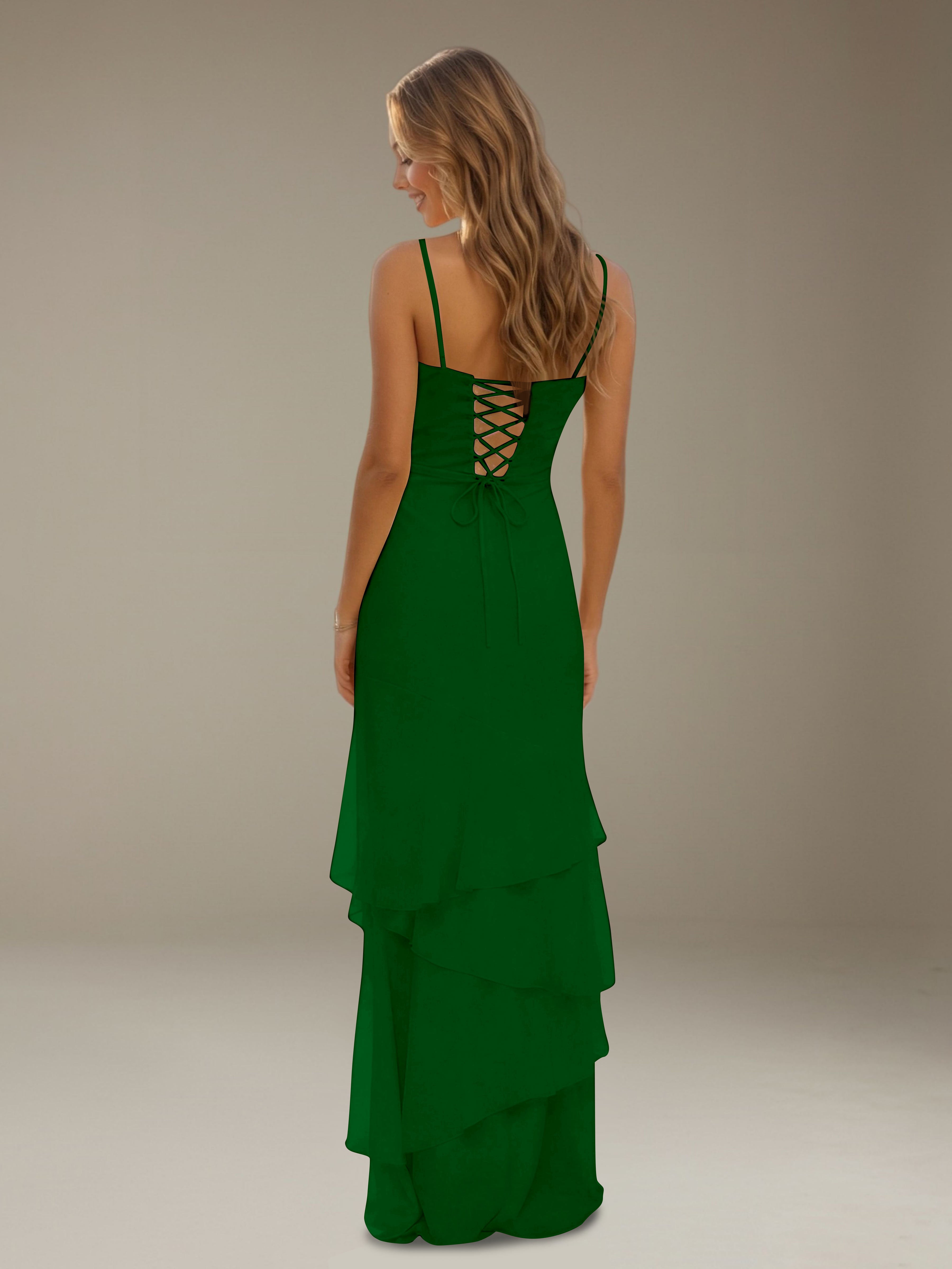 Women’s Tiered Chiffon A-Line Maxi Dress | Sweetheart Neck Occasion Gown