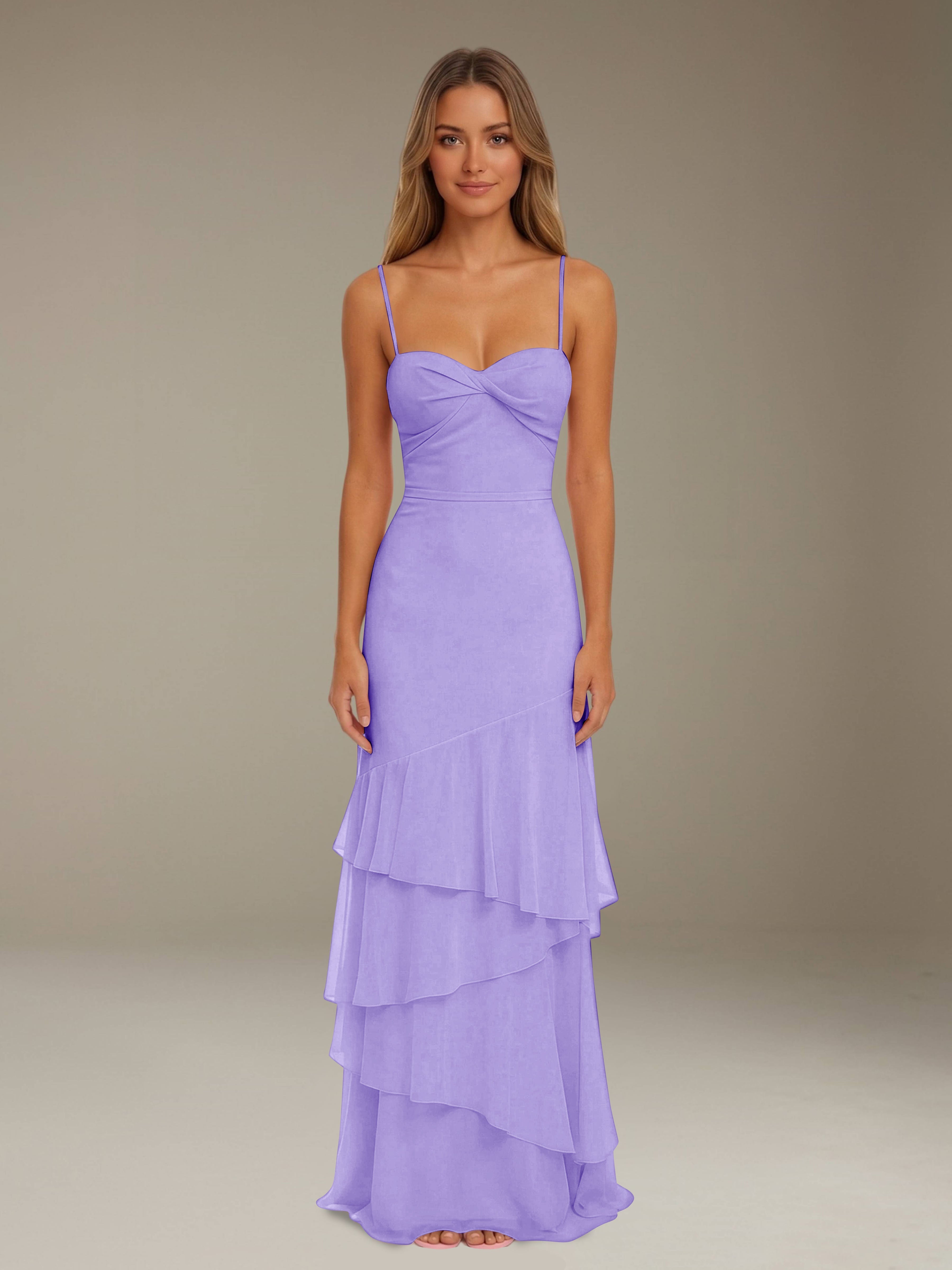 Women’s Tiered Chiffon A-Line Maxi Dress | Sweetheart Neck Occasion Gown
