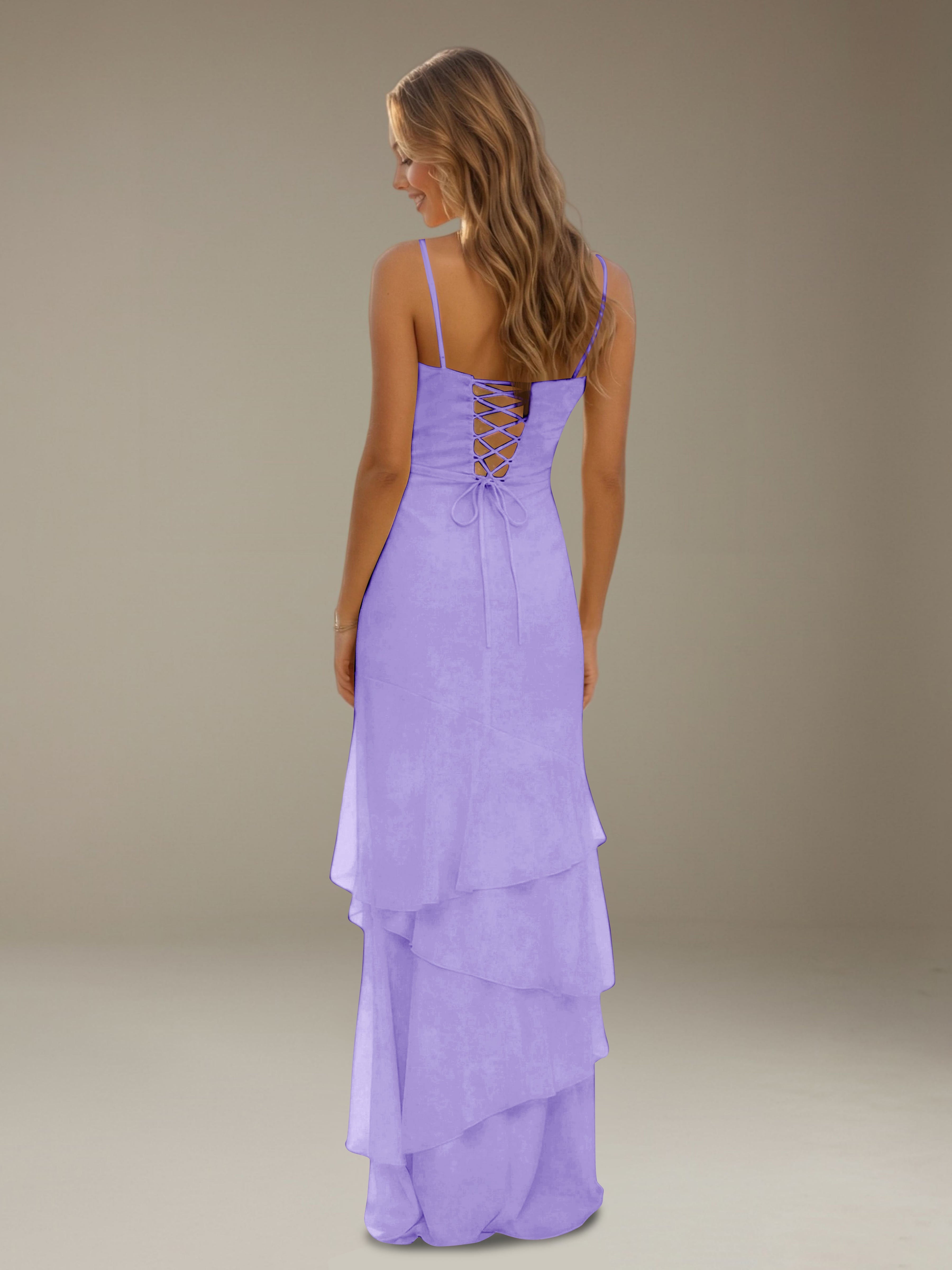 Women’s Tiered Chiffon A-Line Maxi Dress | Sweetheart Neck Occasion Gown