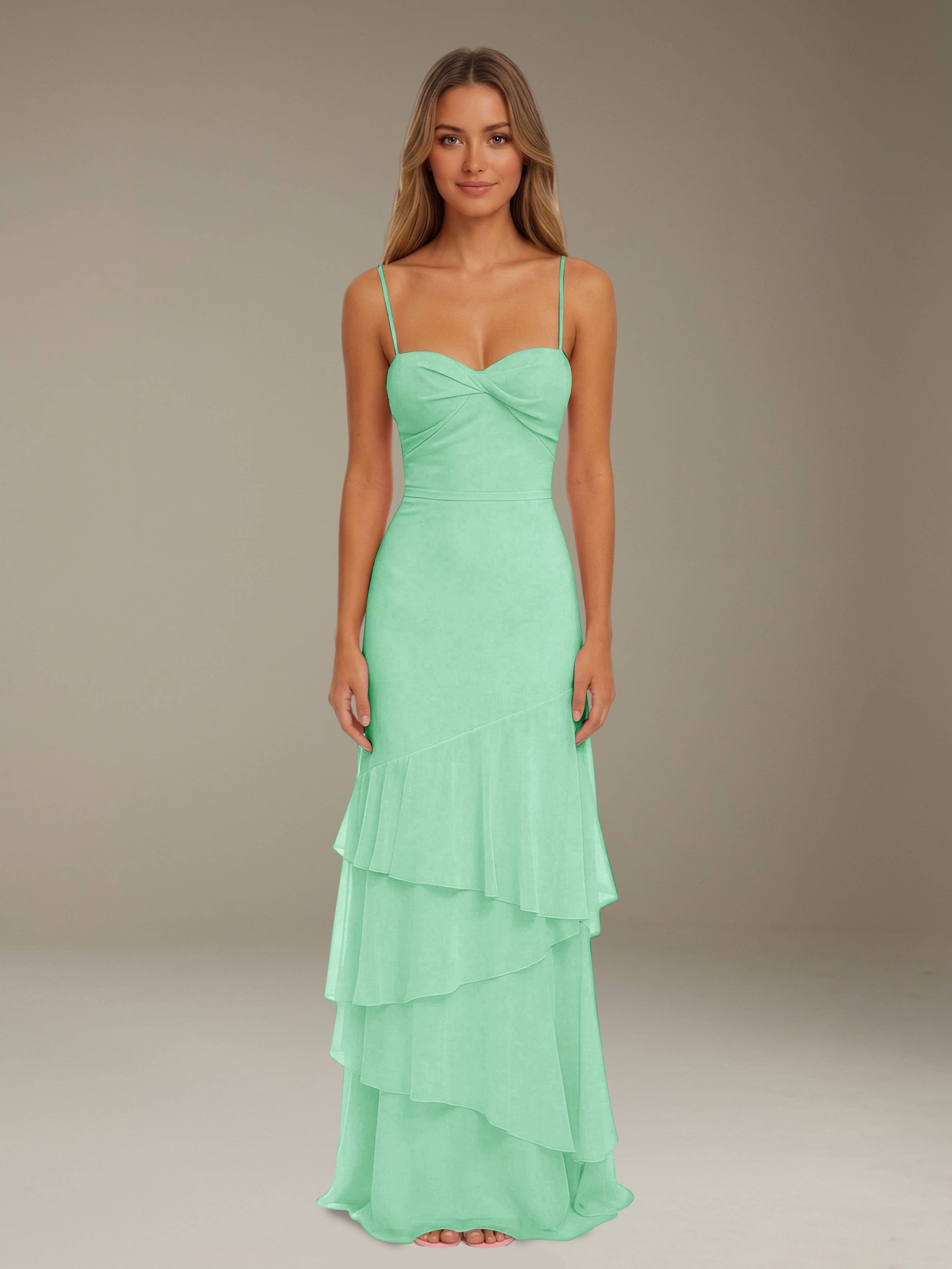 Women’s Tiered Chiffon A-Line Maxi Dress | Sweetheart Neck Occasion Gown