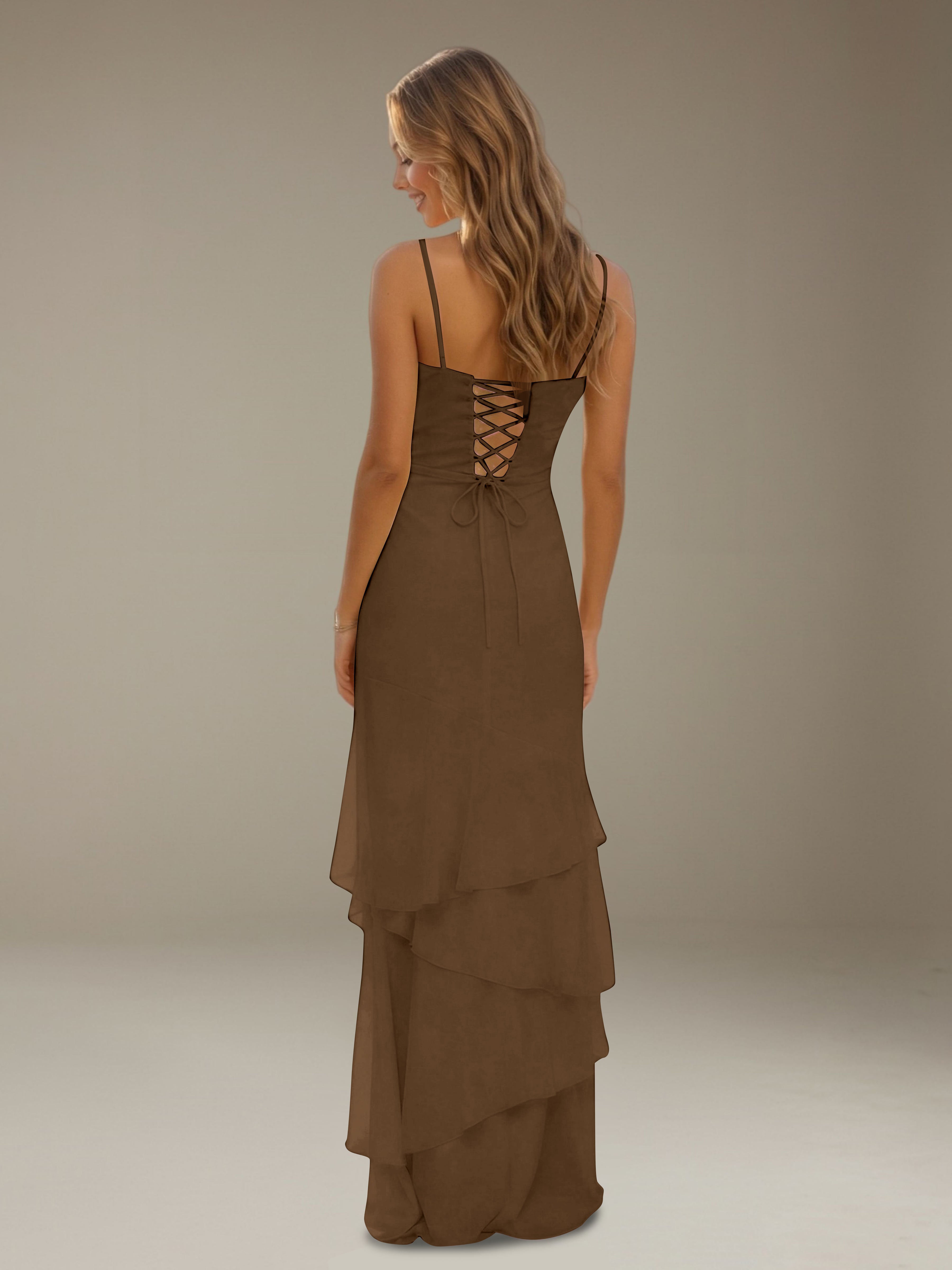 Women’s Tiered Chiffon A-Line Maxi Dress | Sweetheart Neck Occasion Gown