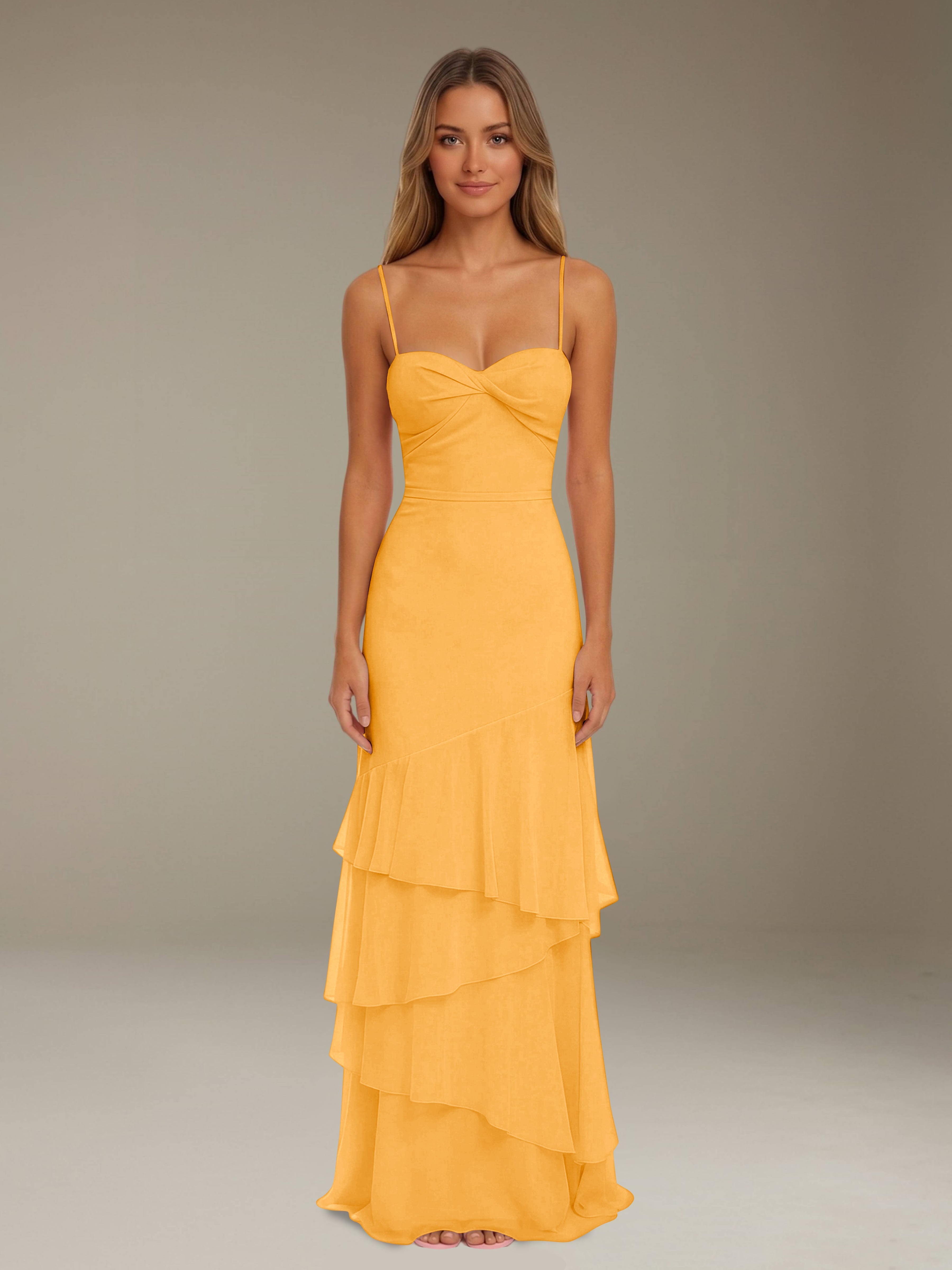 Women’s Tiered Chiffon A-Line Maxi Dress | Sweetheart Neck Occasion Gown