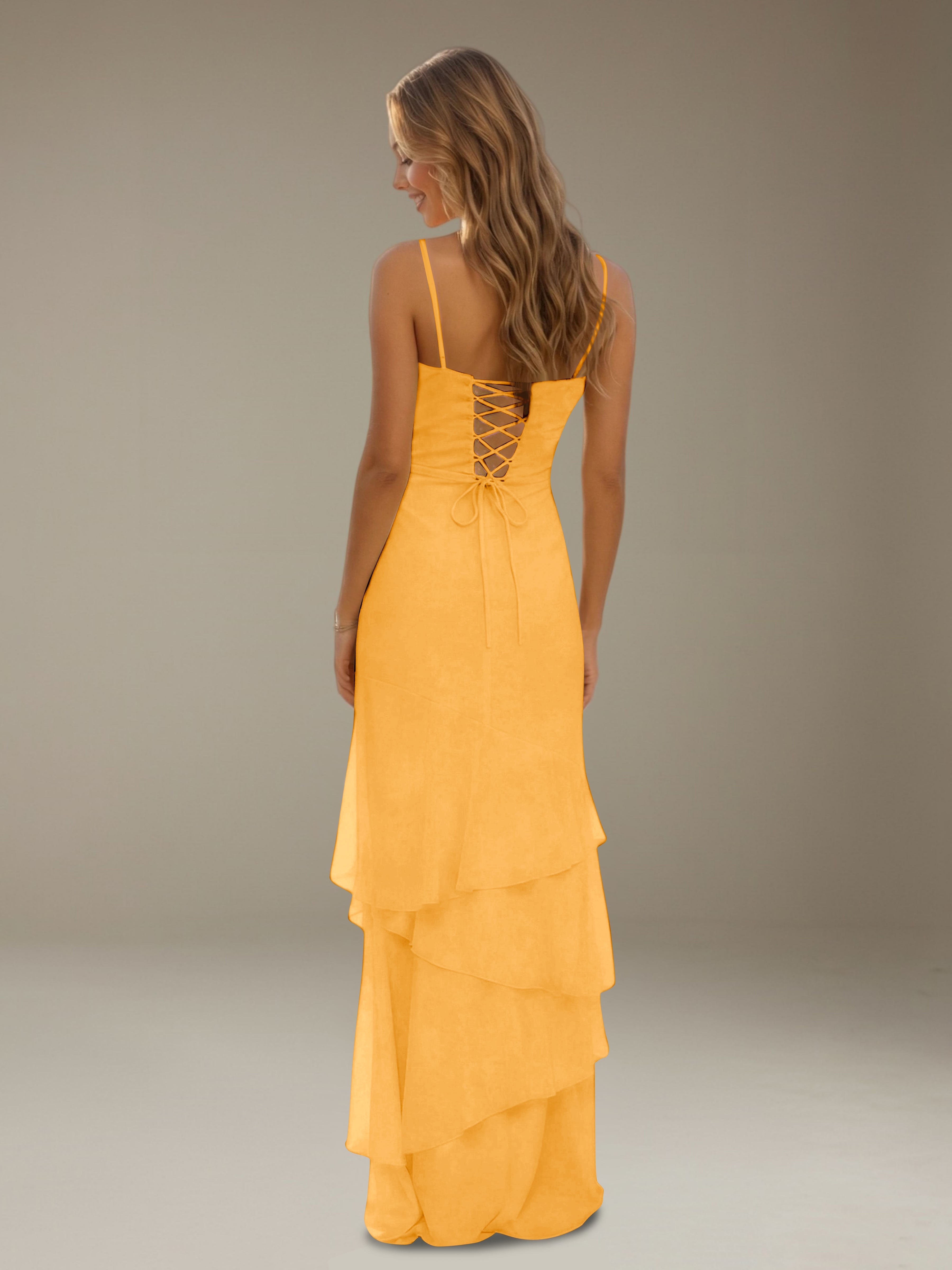 Women’s Tiered Chiffon A-Line Maxi Dress | Sweetheart Neck Occasion Gown