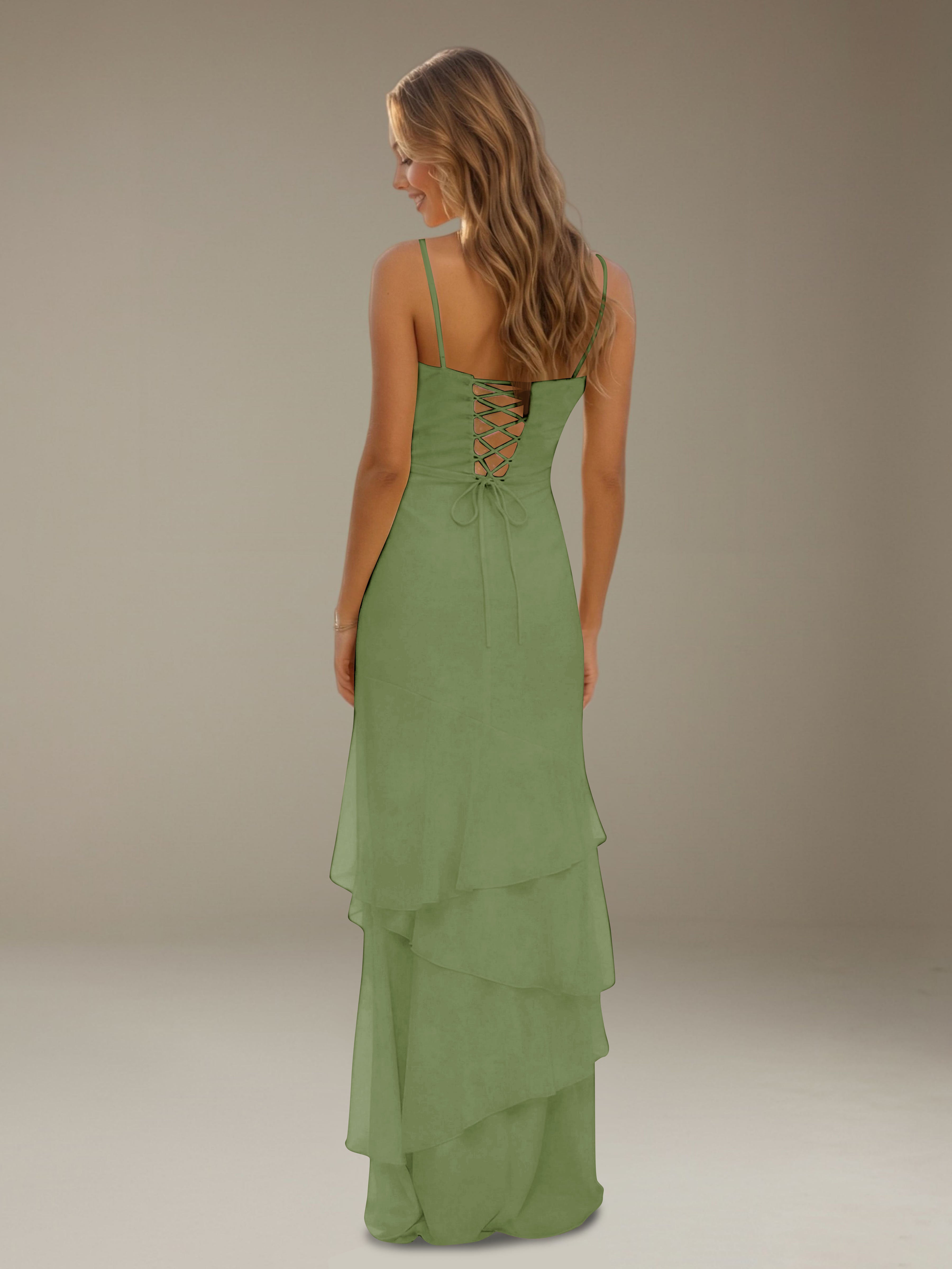 Women’s Tiered Chiffon A-Line Maxi Dress | Sweetheart Neck Occasion Gown