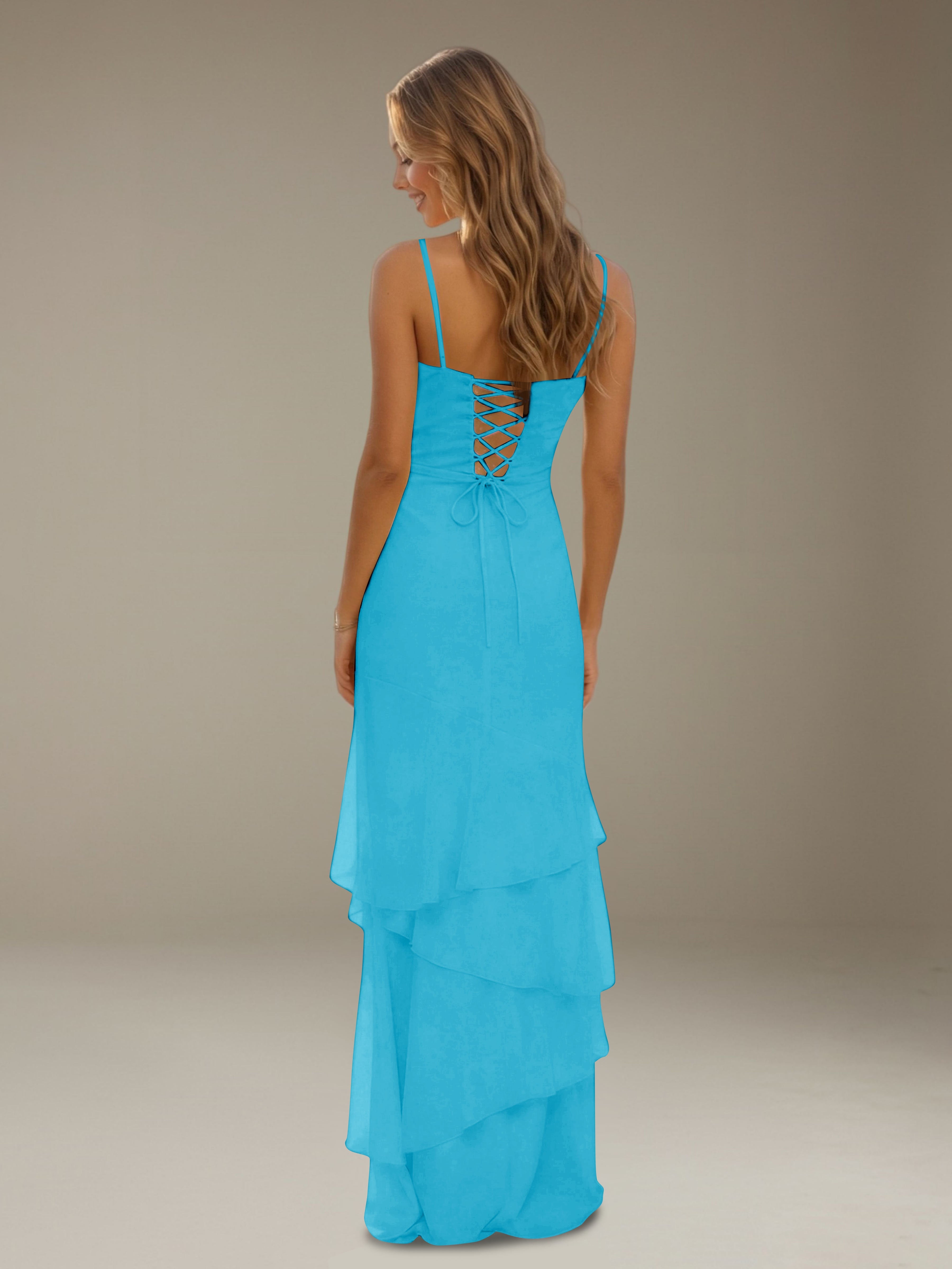 Women’s Tiered Chiffon A-Line Maxi Dress | Sweetheart Neck Occasion Gown