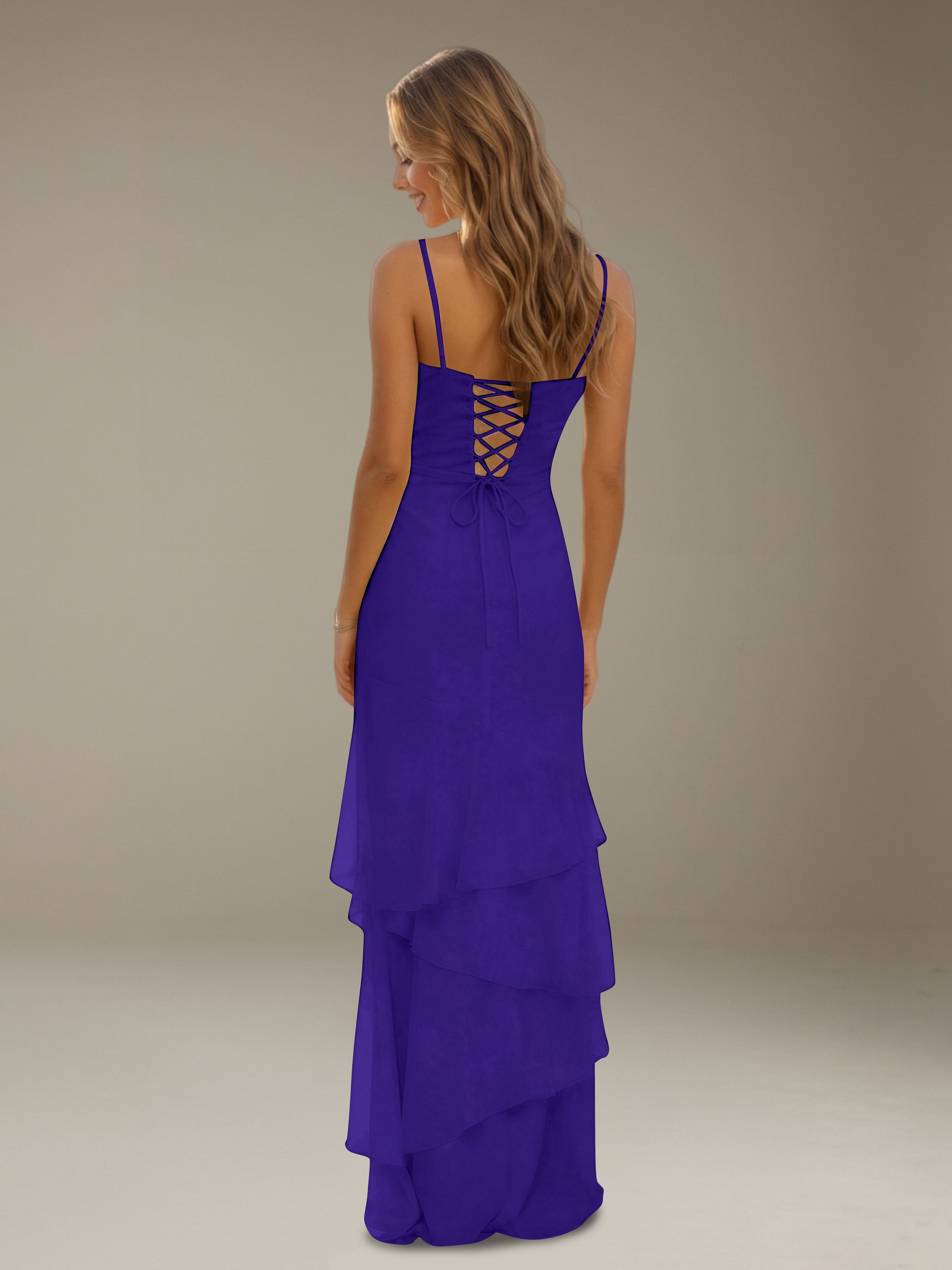 Women’s Tiered Chiffon A-Line Maxi Dress | Sweetheart Neck Occasion Gown
