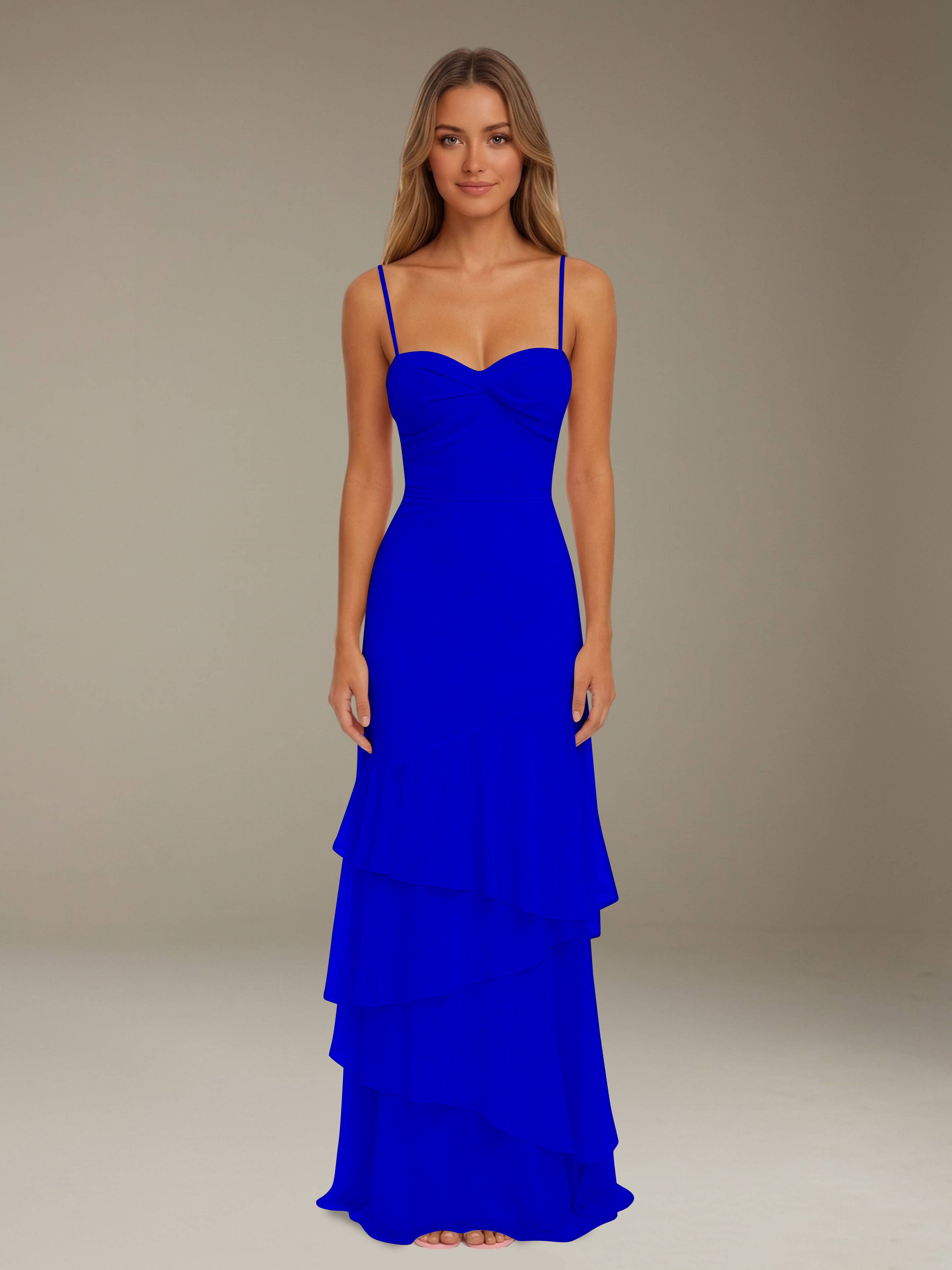 Women’s Tiered Chiffon A-Line Maxi Dress | Sweetheart Neck Occasion Gown