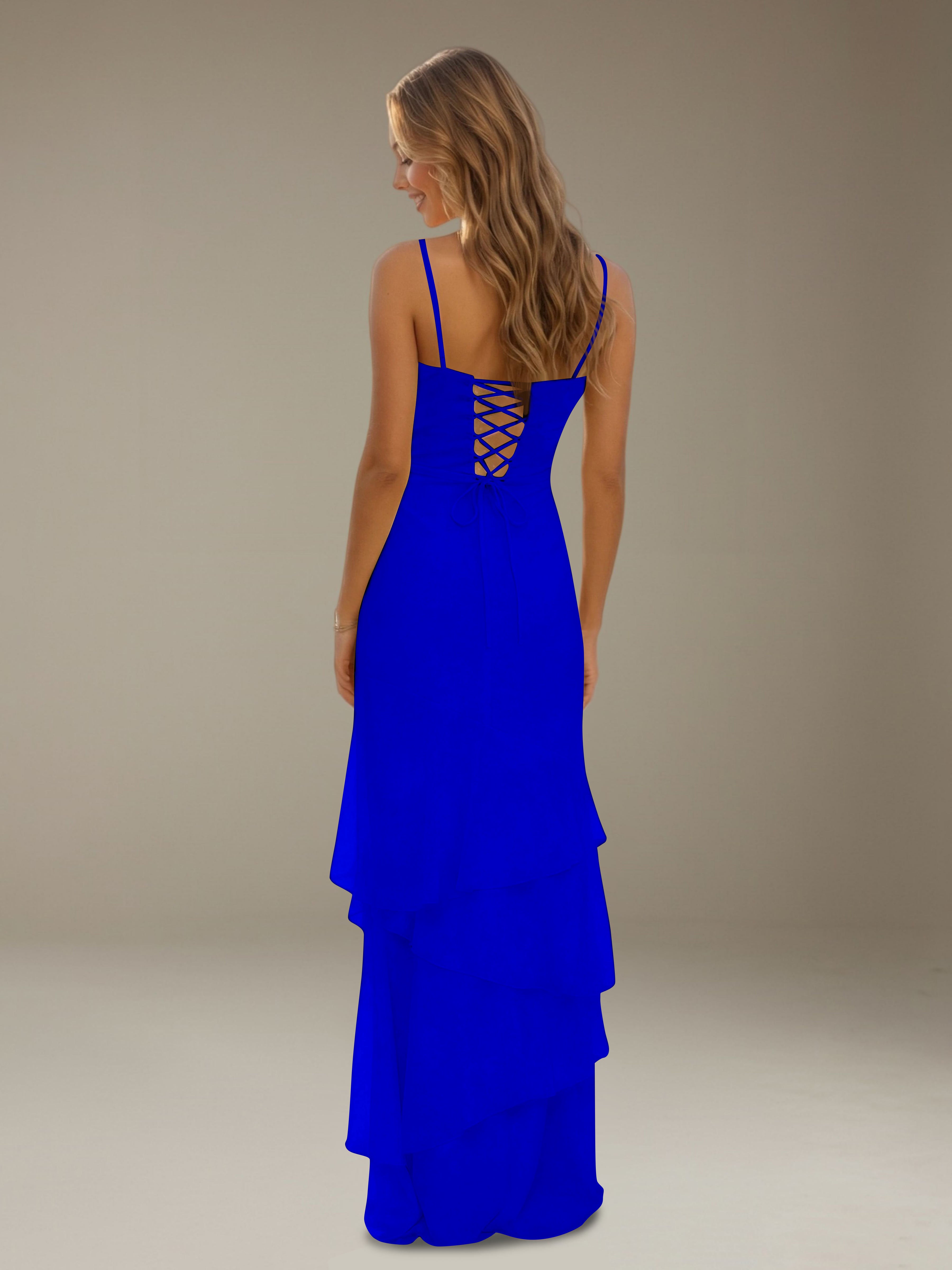 Women’s Tiered Chiffon A-Line Maxi Dress | Sweetheart Neck Occasion Gown