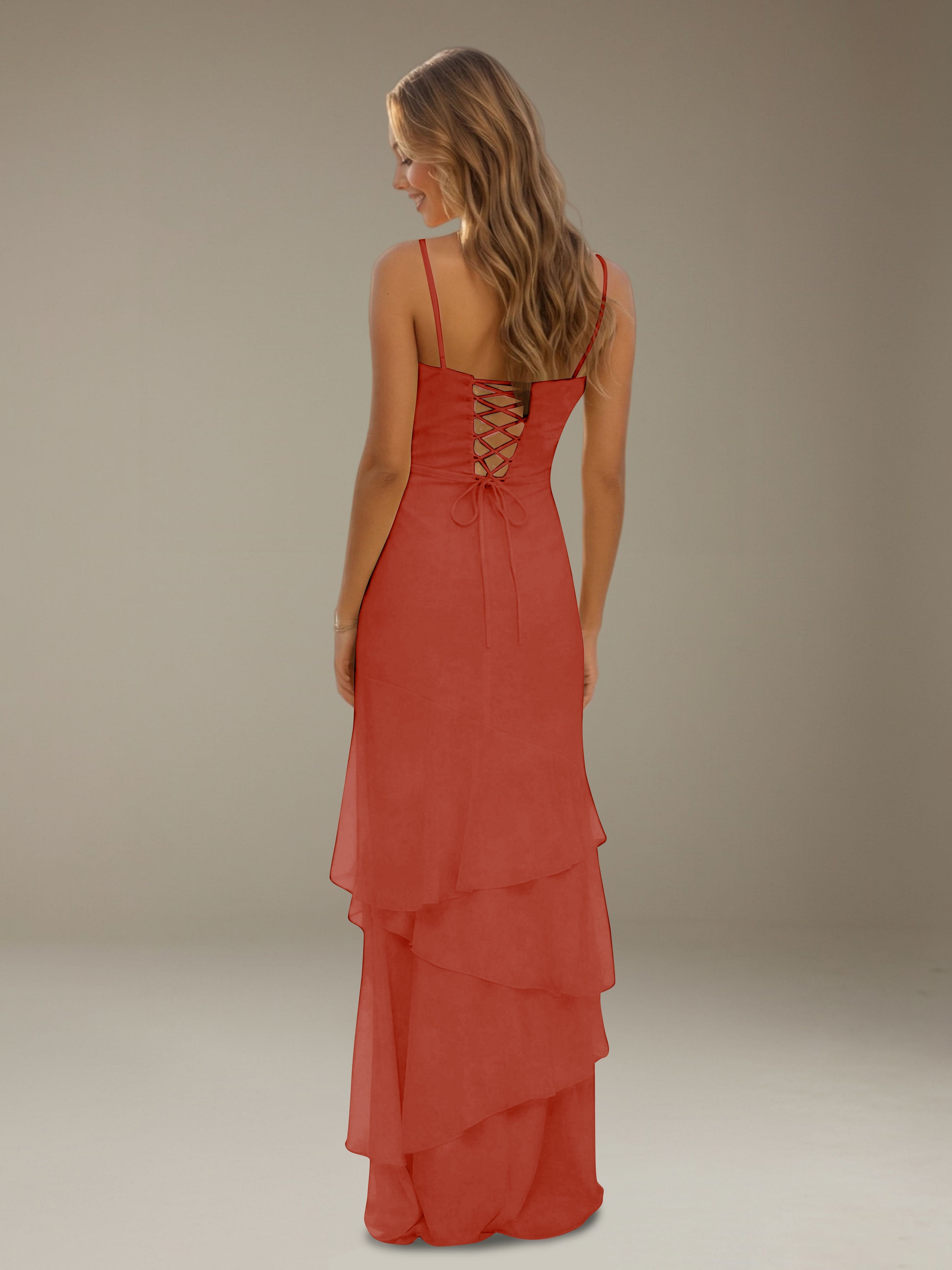 Women’s Tiered Chiffon A-Line Maxi Dress | Sweetheart Neck Occasion Gown
