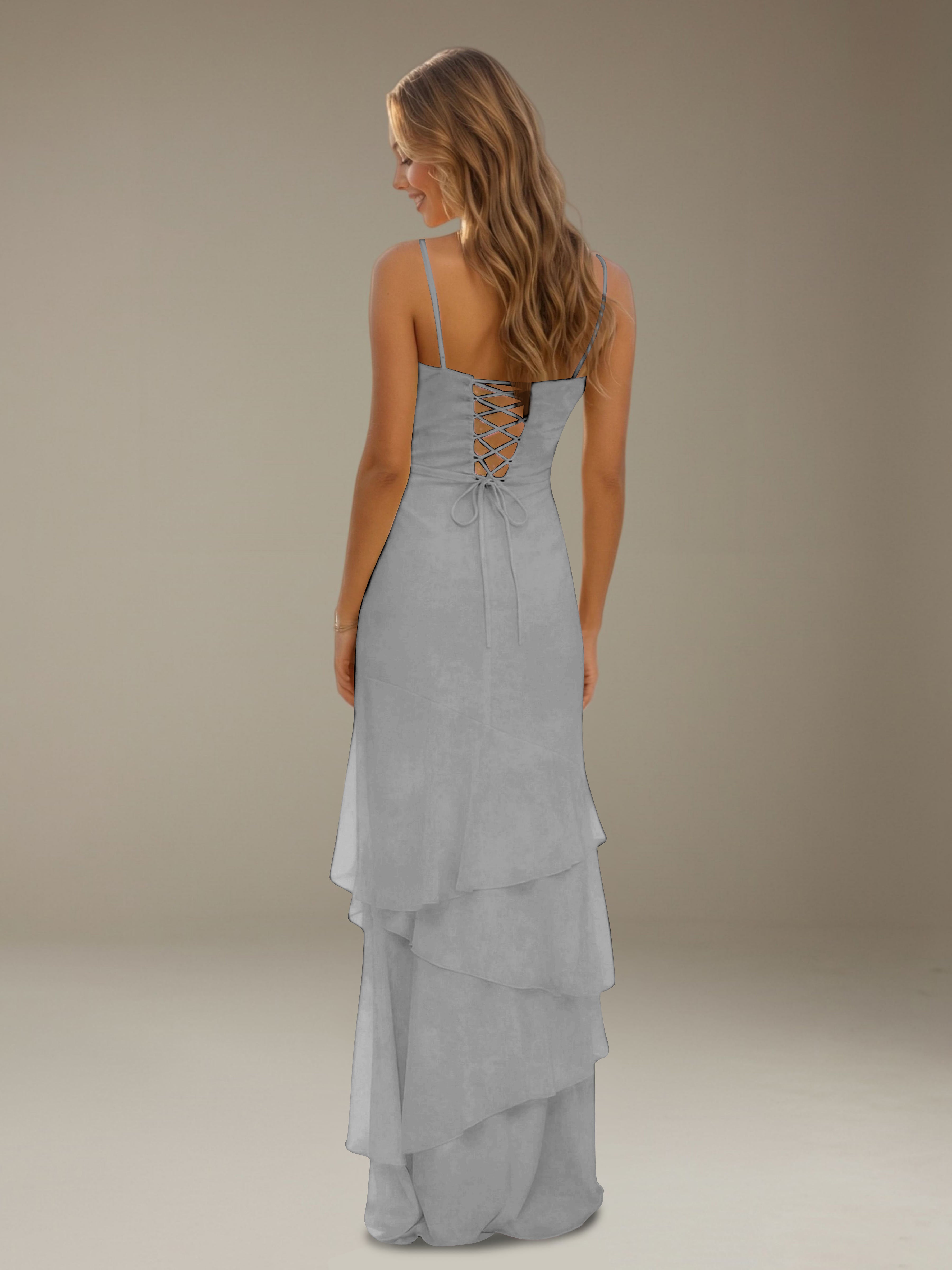 Women’s Tiered Chiffon A-Line Maxi Dress | Sweetheart Neck Occasion Gown