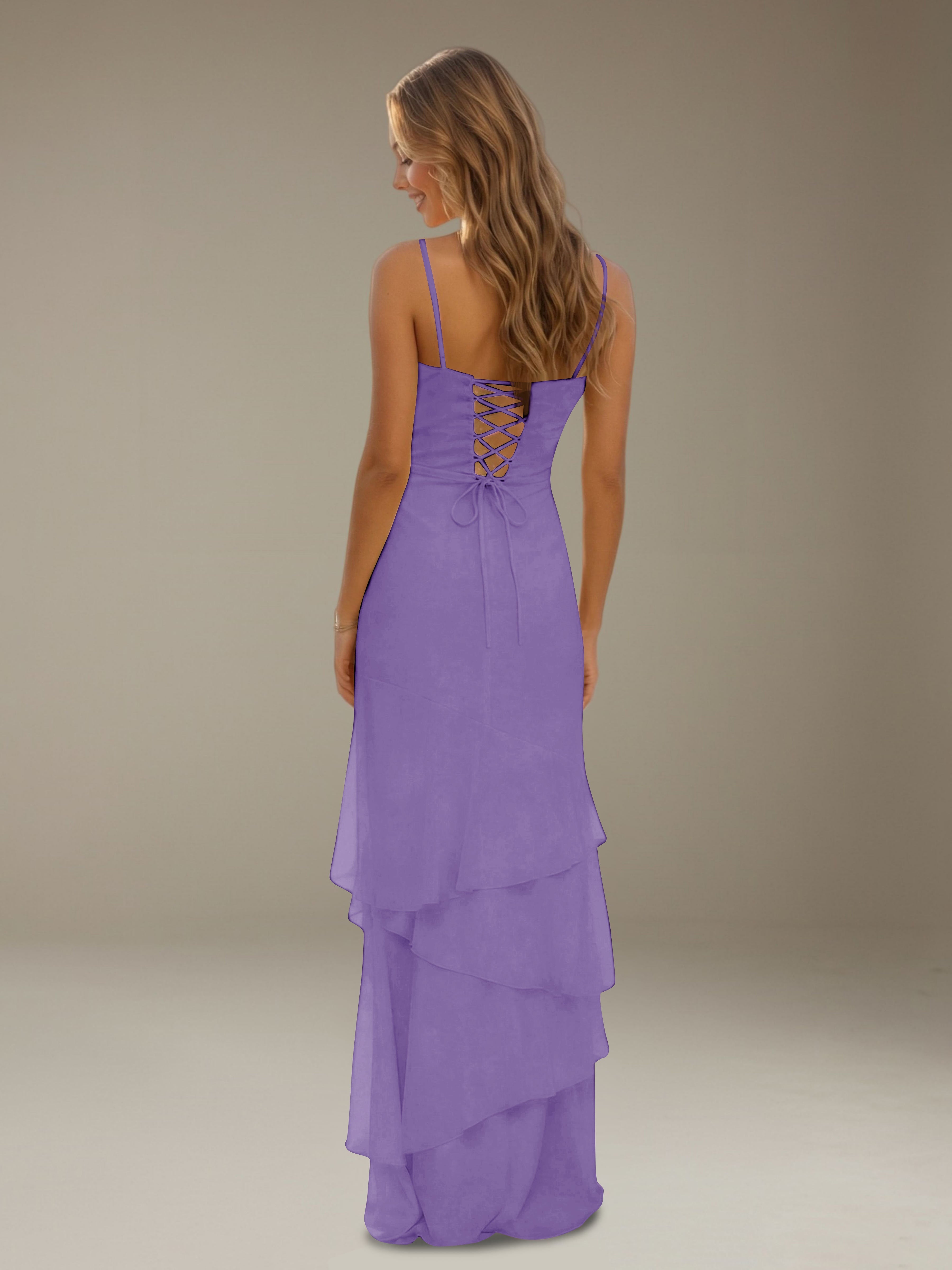Women’s Tiered Chiffon A-Line Maxi Dress | Sweetheart Neck Occasion Gown