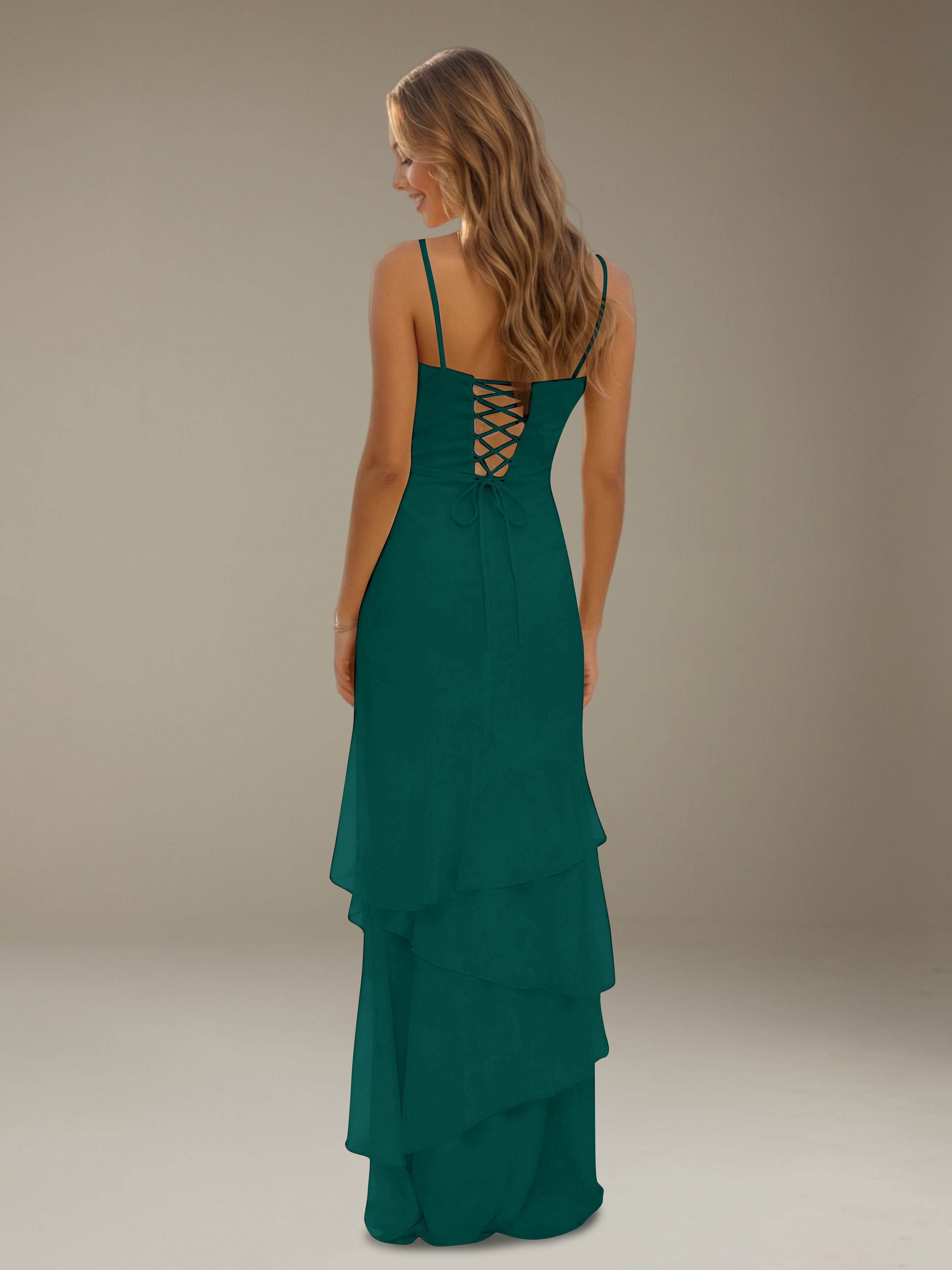 Women’s Tiered Chiffon A-Line Maxi Dress | Sweetheart Neck Occasion Gown