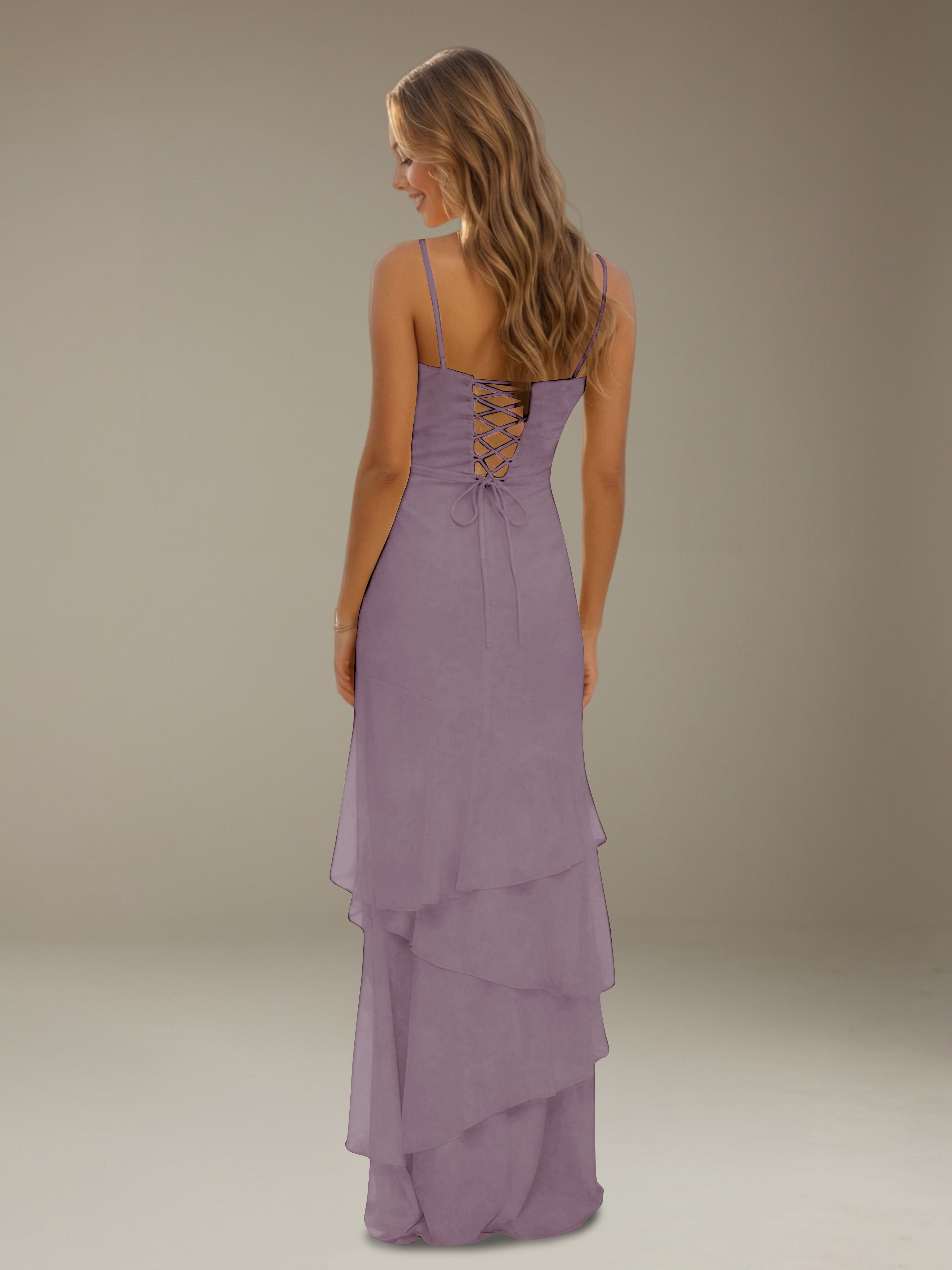 Women’s Tiered Chiffon A-Line Maxi Dress | Sweetheart Neck Occasion Gown