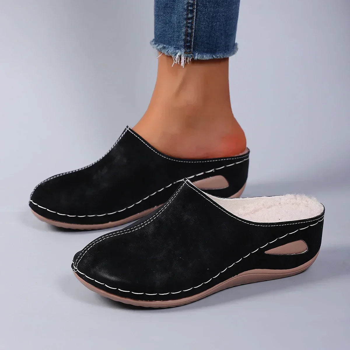 Women’s Lined Mule Slippers | Comfort Slip-On