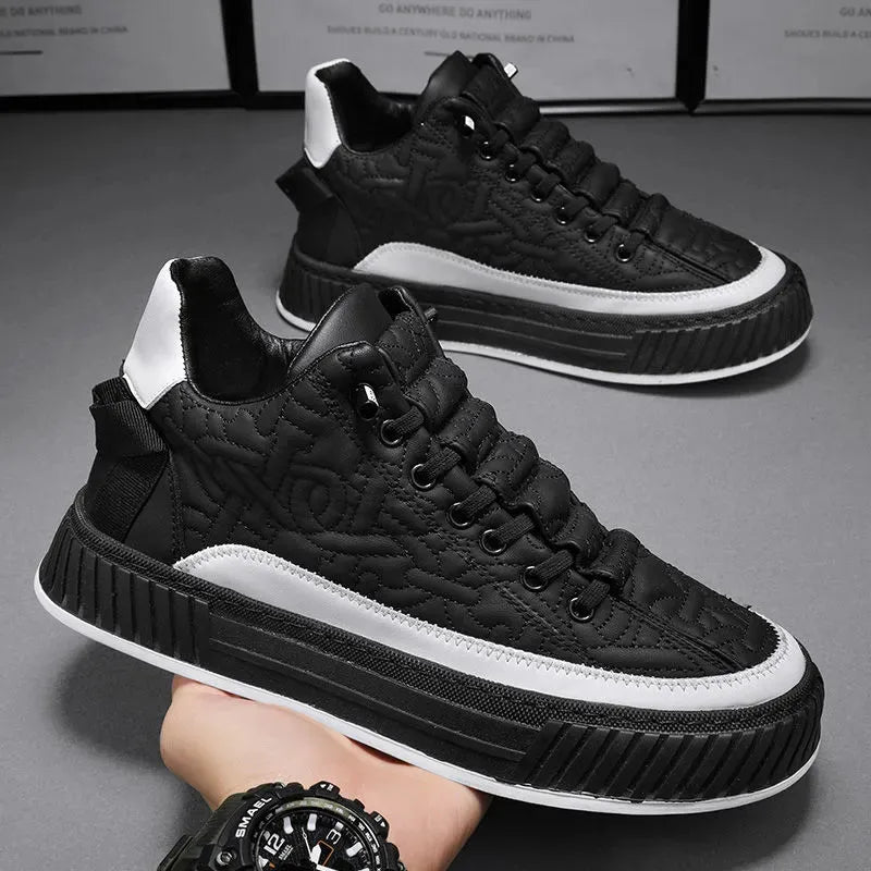 Men's Trainers Quilted Lace-Up Platform Sole