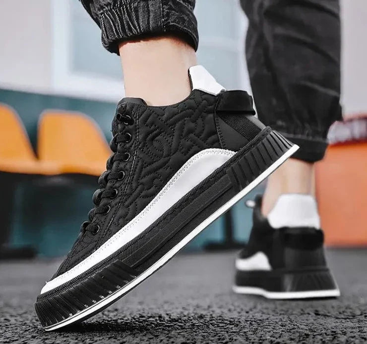 Men's Trainers Quilted Lace-Up Platform Sole