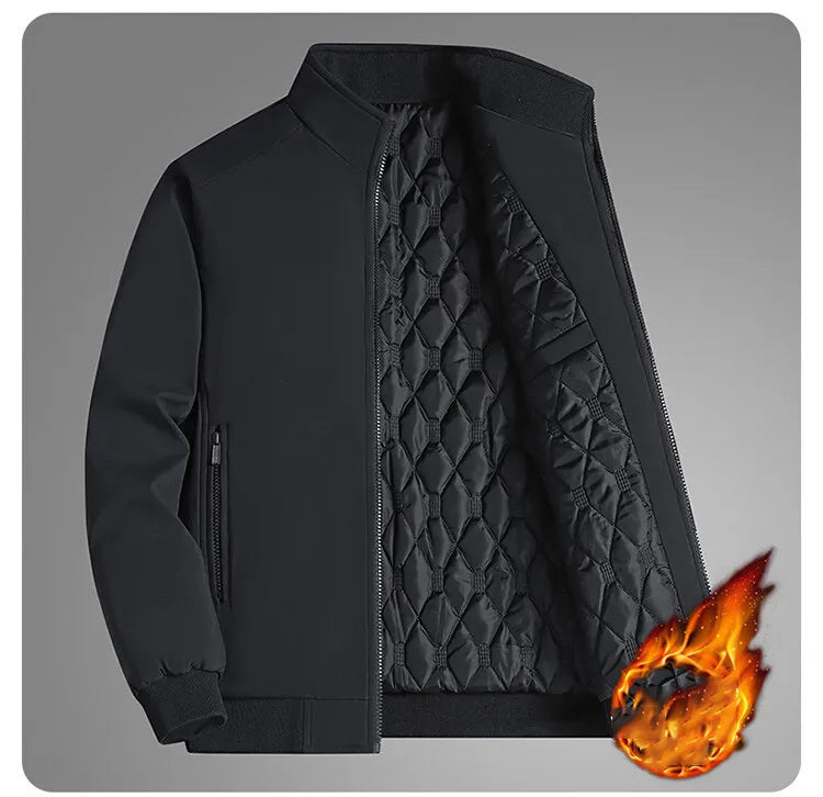 Men's Quilted-Lined Jacket Stand Collar Full-Zip - Navy