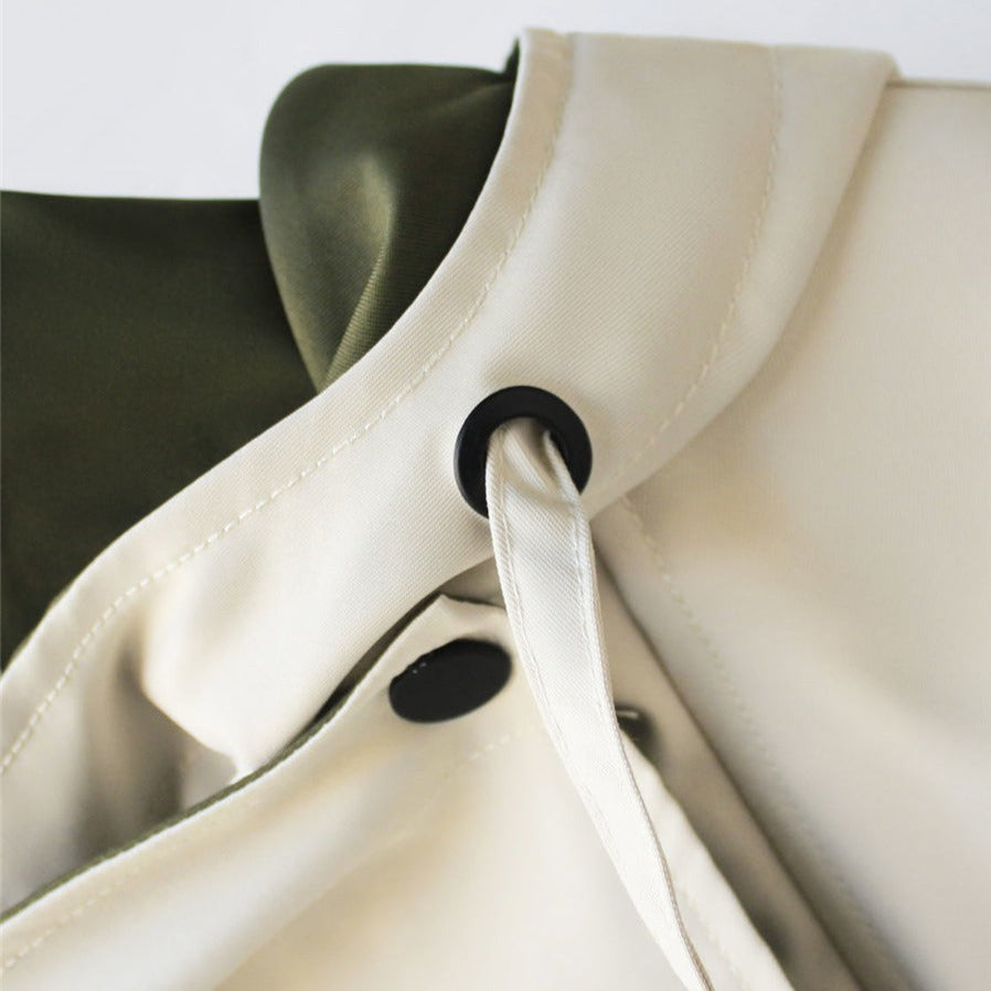 Women's colour block jacket with wide collar, long sleeves and front pockets