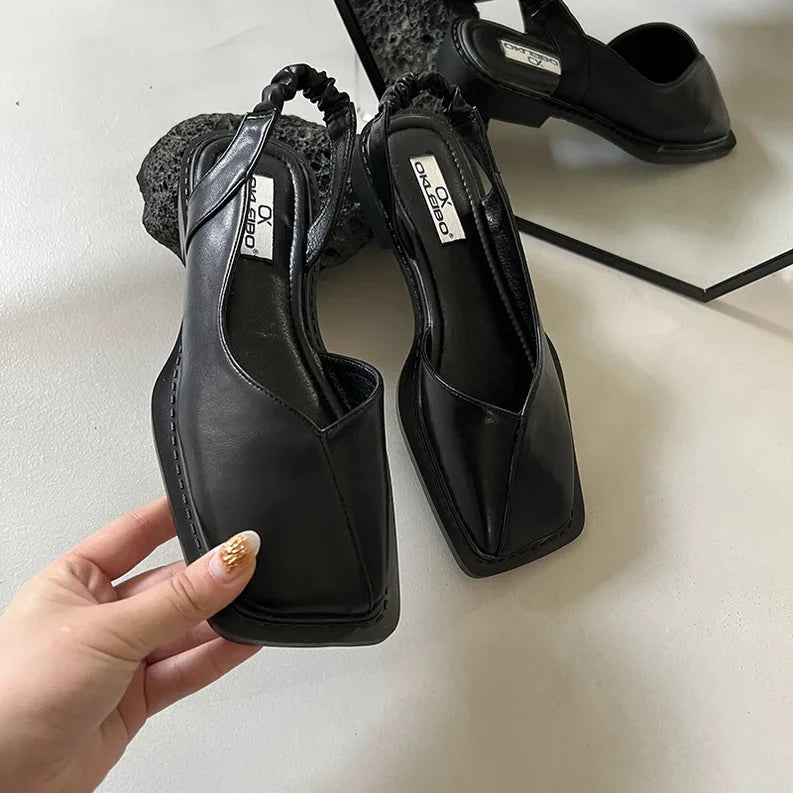 Women’s Square Toe Slingback Sandals | Synthetic Flat Shoes