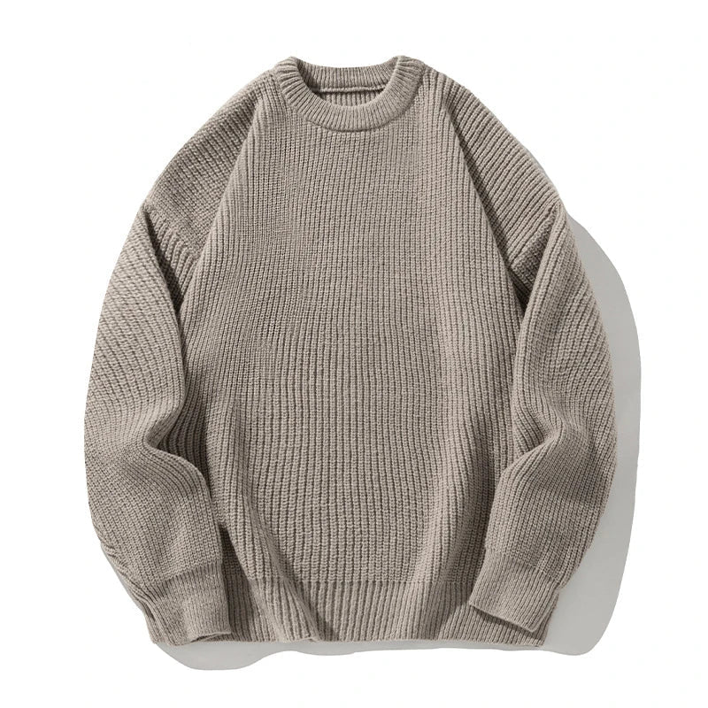 Unisex ribbed crew neck jumper with long sleeves