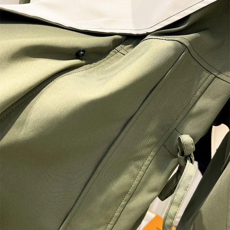 Women's colour block jacket with wide collar, long sleeves and front pockets