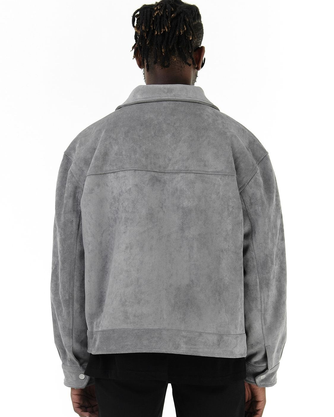 Men's field jacket with pointed collar, four patch pockets and front zip