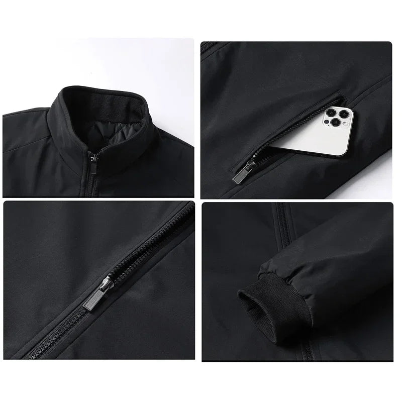 Men's Quilted-Lined Jacket Stand Collar Full-Zip - Navy