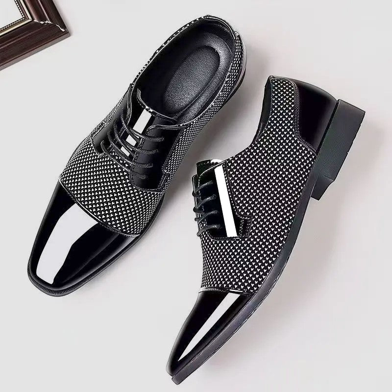 Men's Oxford Shoes Patent Cap Toe Lace-Up - Grey