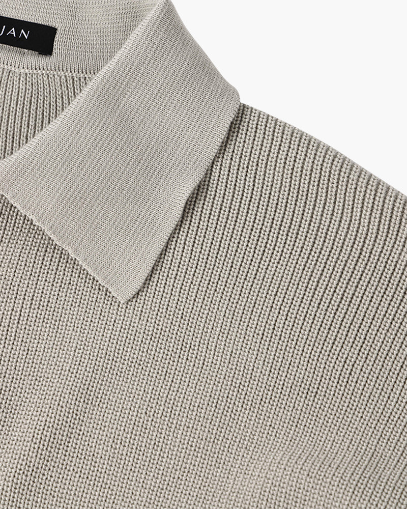 Men's textured half-zip jumper with collared neckline and long sleeves