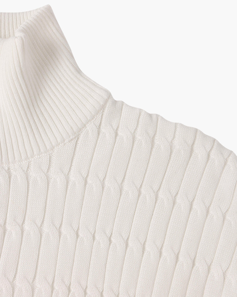 Unisex ribbed half-zip sweater with mock neck and long sleeves
