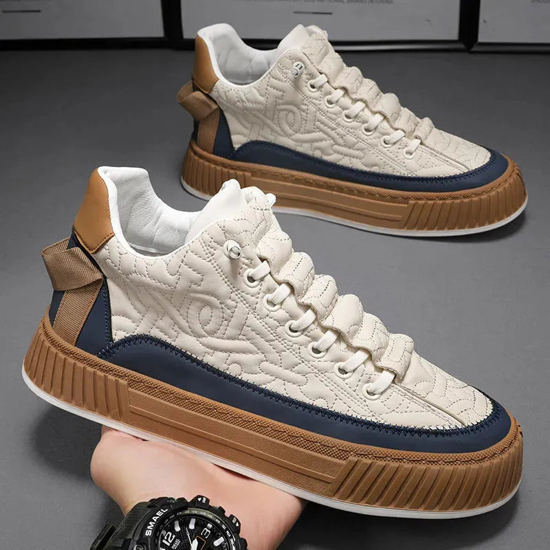 Men's Trainers Quilted Lace-Up Platform Sole