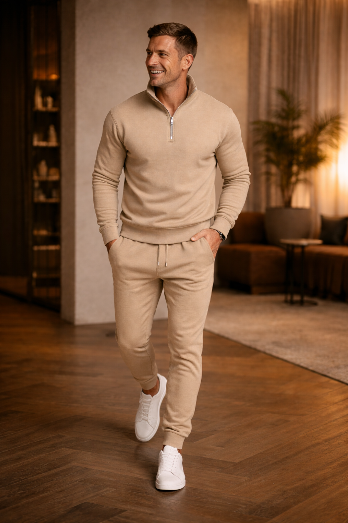 Men’s Half-Zip Tracksuit Set | Tapered Jogger Co-ord