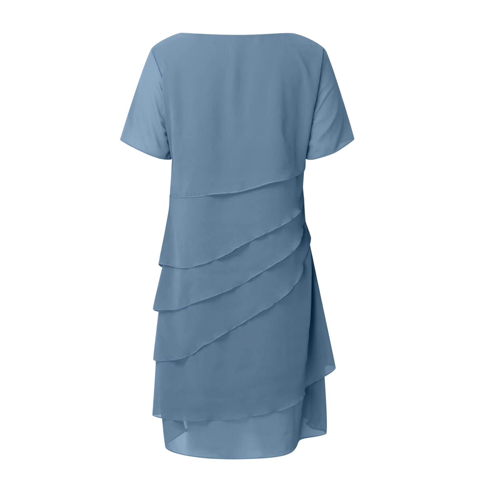 Women's Layered Midi Dress Short Sleeve Relaxed Fit Tiered Detail