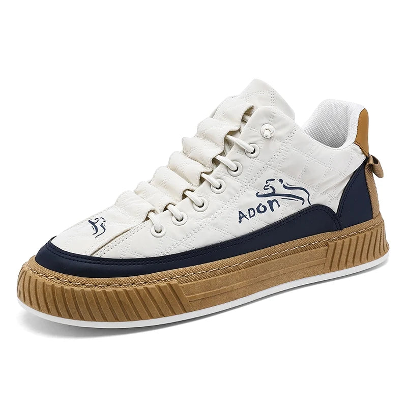 Men's Trainers Low-Top Quilted Panelled Gum Sole - Grey