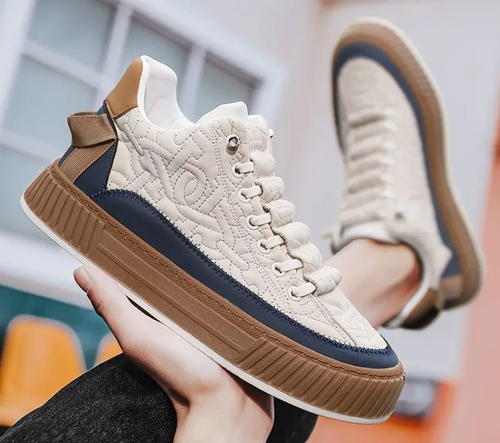 Men's Trainers Quilted Lace-Up Platform Sole
