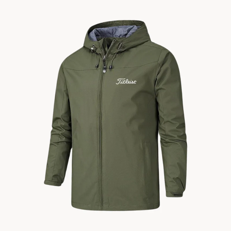 Men's Weatherproof Jacket Hooded Drawstring Full-Zip - Green