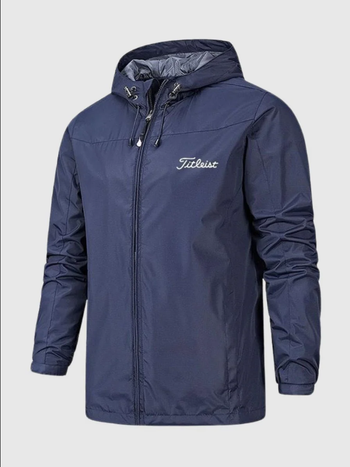 Men's Weatherproof Jacket Hooded Drawstring Full-Zip - Navy