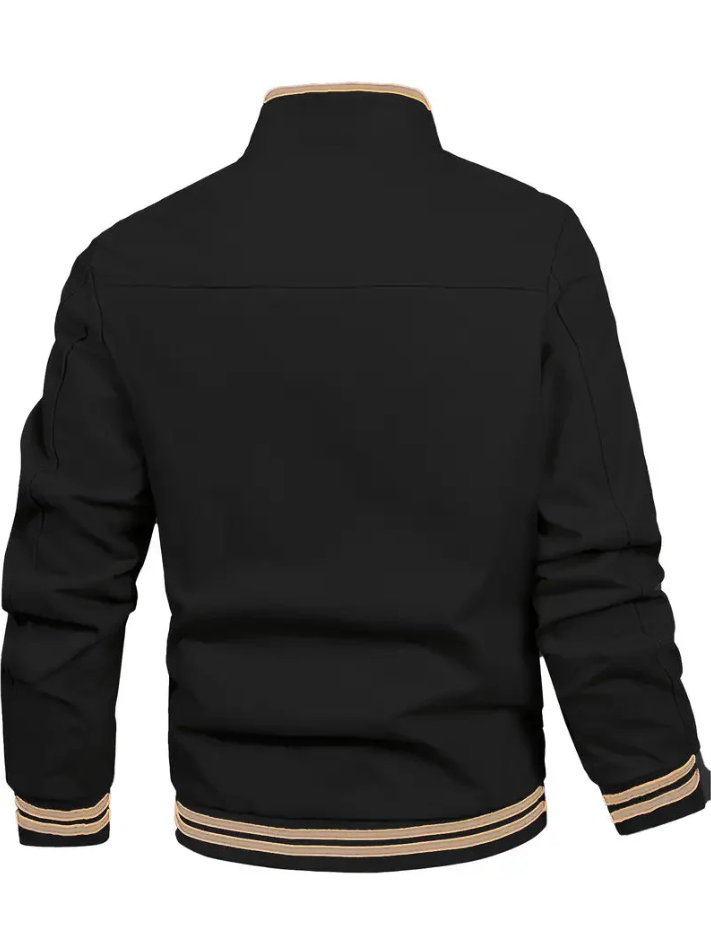 Men's Bomber Jacket Stand Collar Ribbed Cuff
