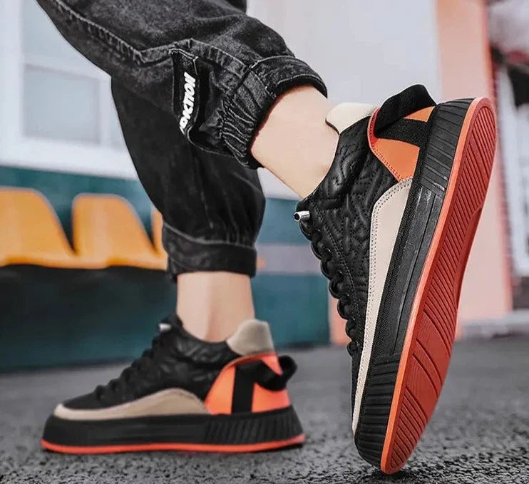 Men's Trainers Quilted Lace-Up Platform Sole