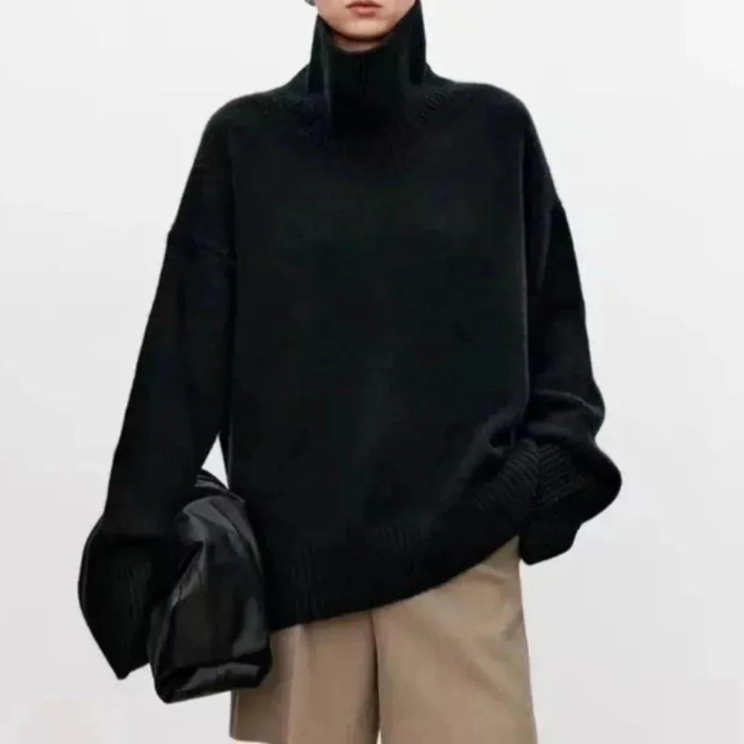 Women's ribbed turtleneck jumper with long sleeves