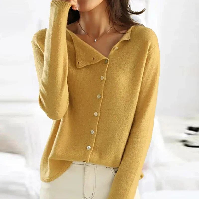 Women's long-sleeved button-front knitted cardigan