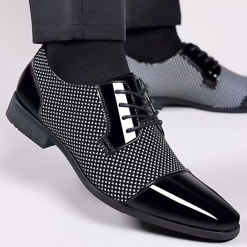 Men's Oxford Shoes Patent Cap Toe Lace-Up - Grey