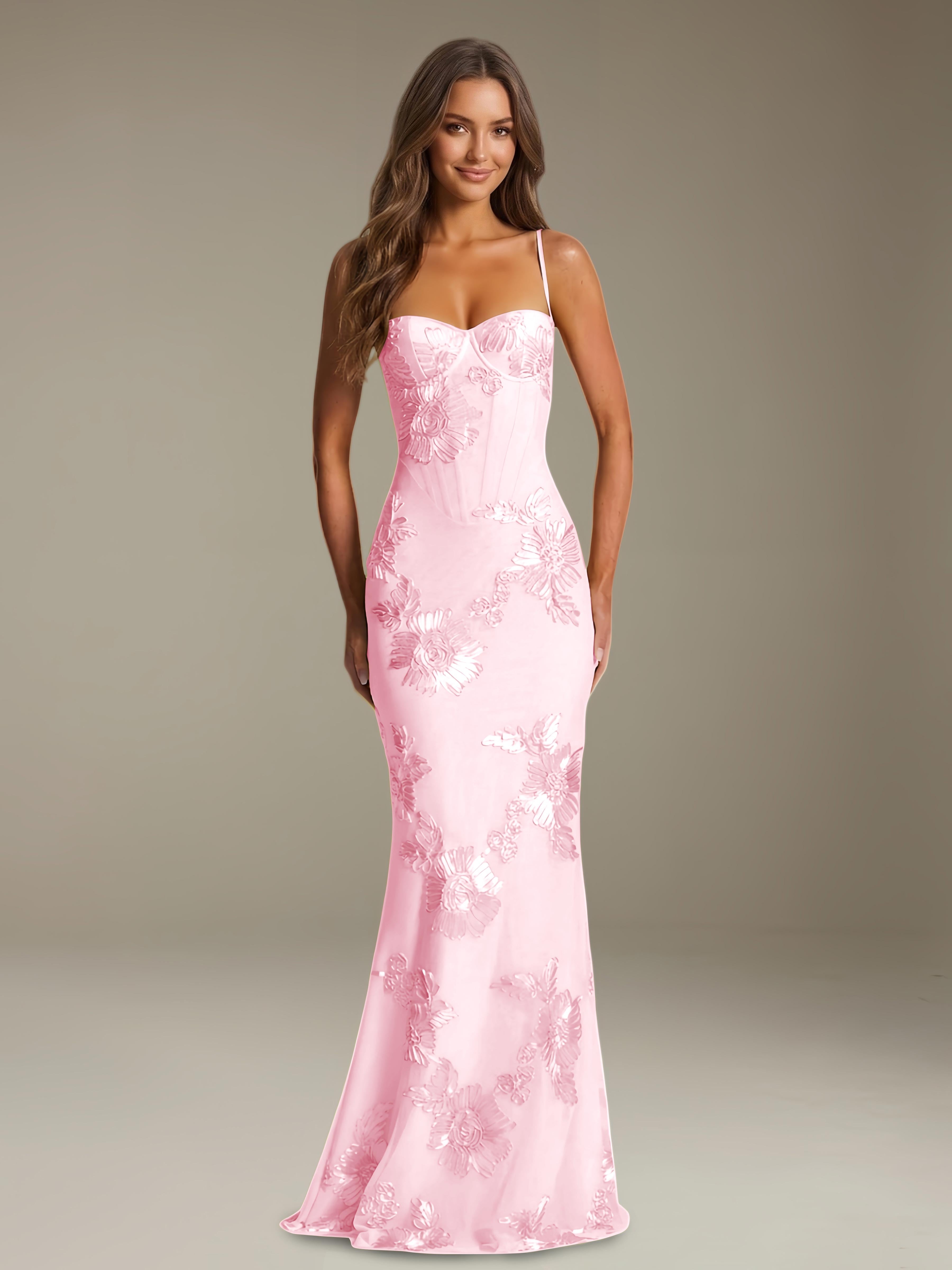 Women’s Floral Column Maxi Dress | Sweetheart Neckline & Open Back Gown