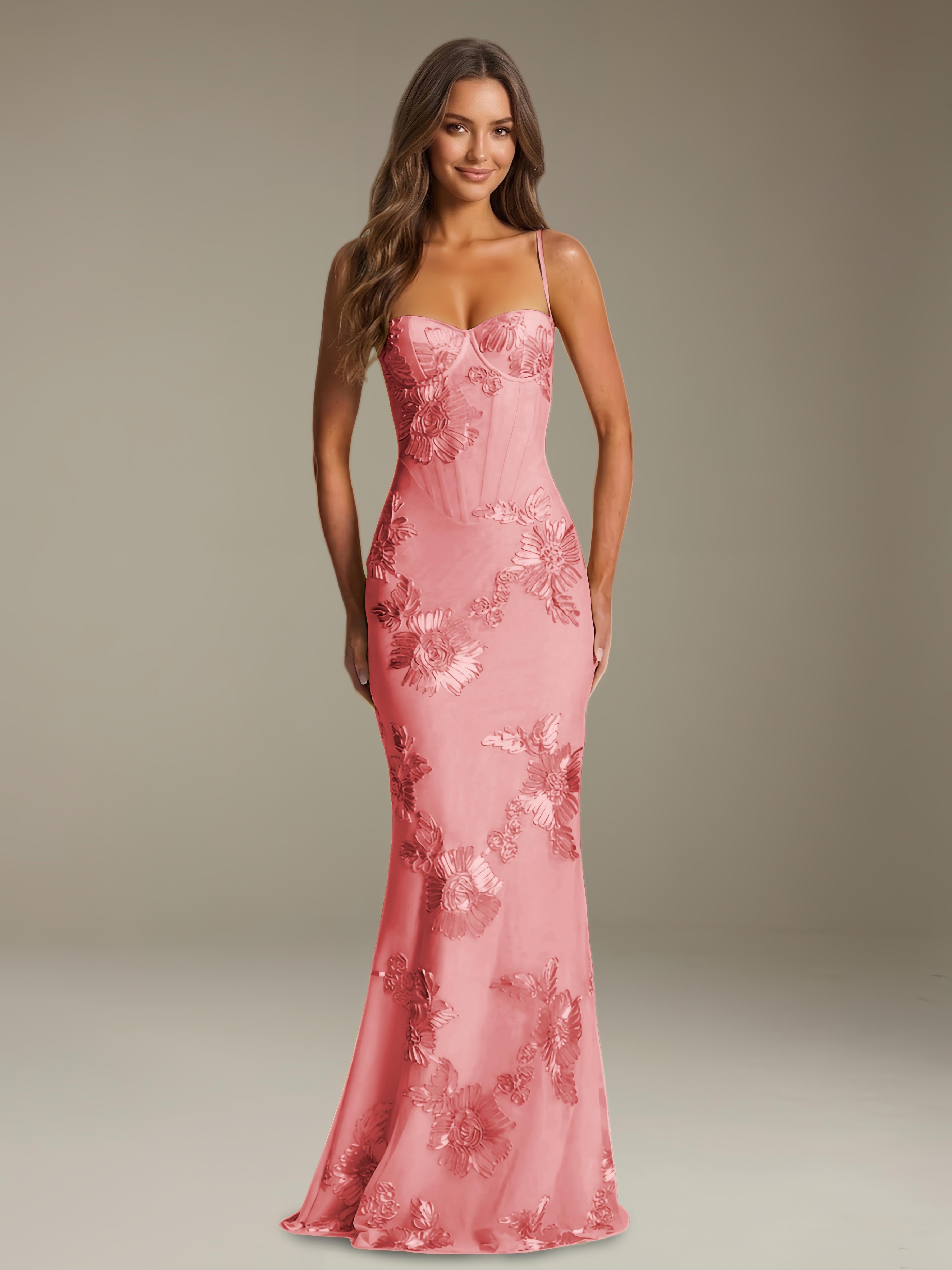 Women’s Floral Column Maxi Dress | Sweetheart Neckline & Open Back Gown